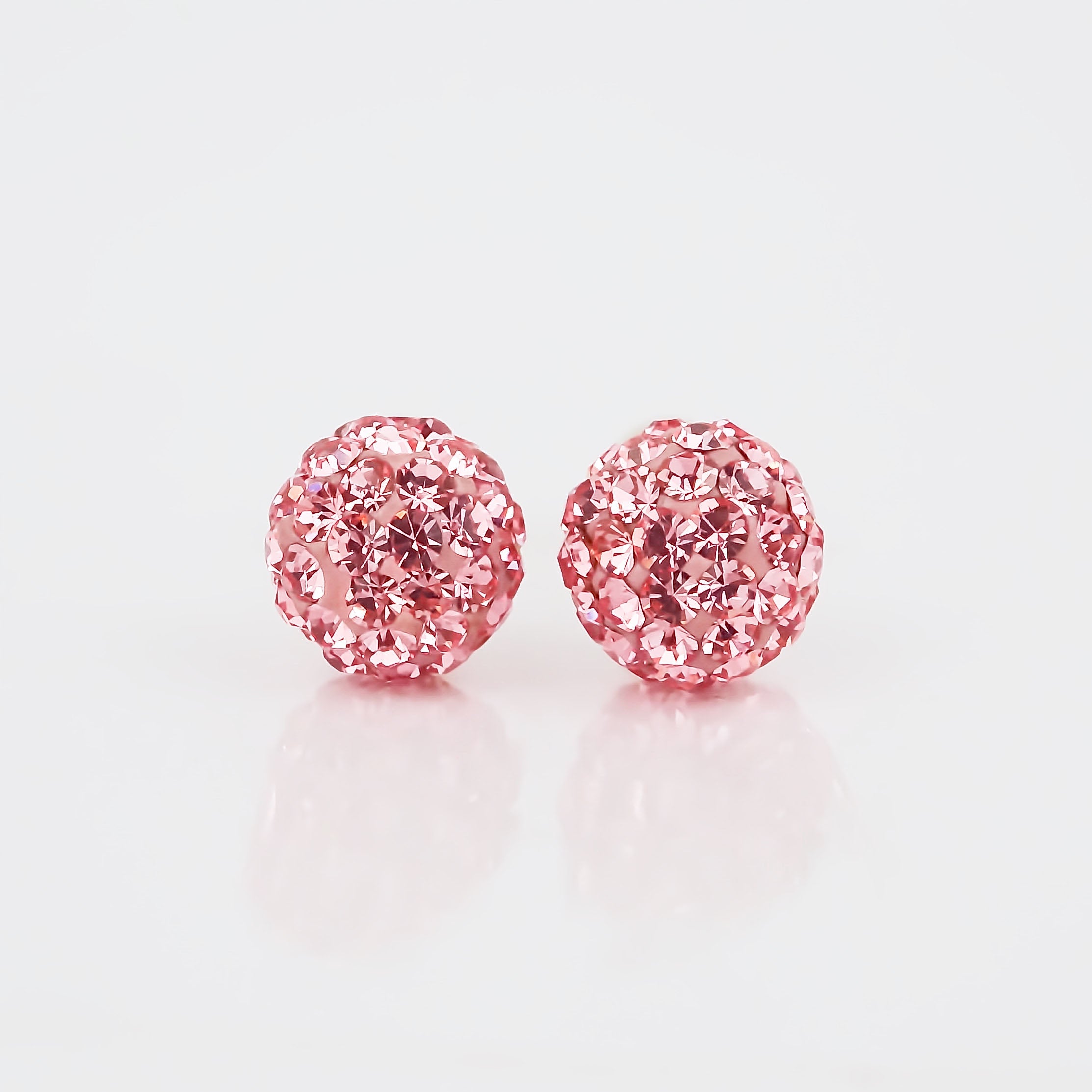 Amor Eterno - Broqueles Esferas Mediana / Aretes Oro 10k / Rosa