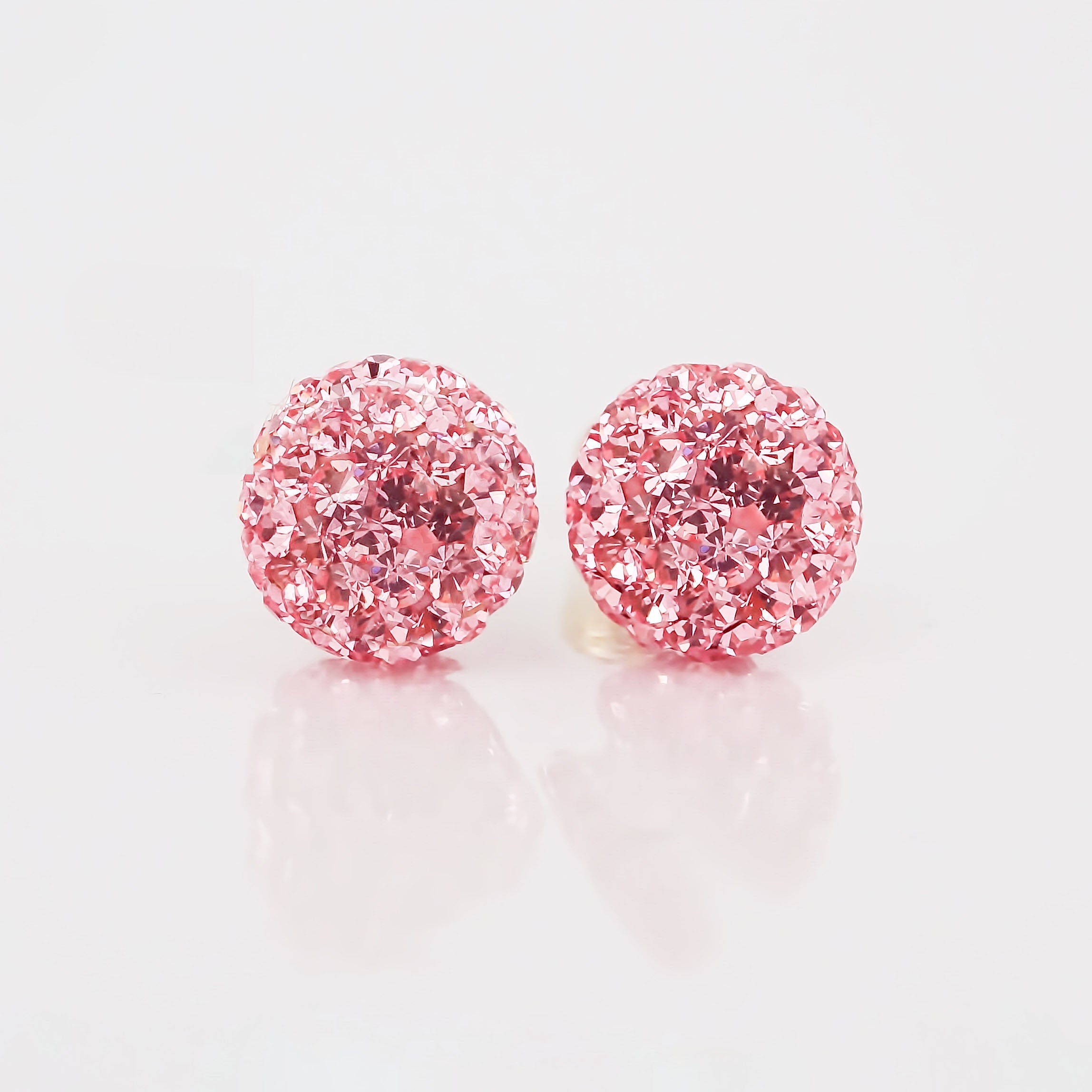 Amor Eterno - Broqueles Esferas Grandes / Aretes / Oro 10k / Rosa