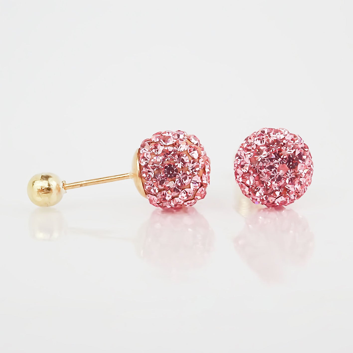Amor Eterno - Broqueles Esferas Grandes / Aretes / Oro 10k / Rosa