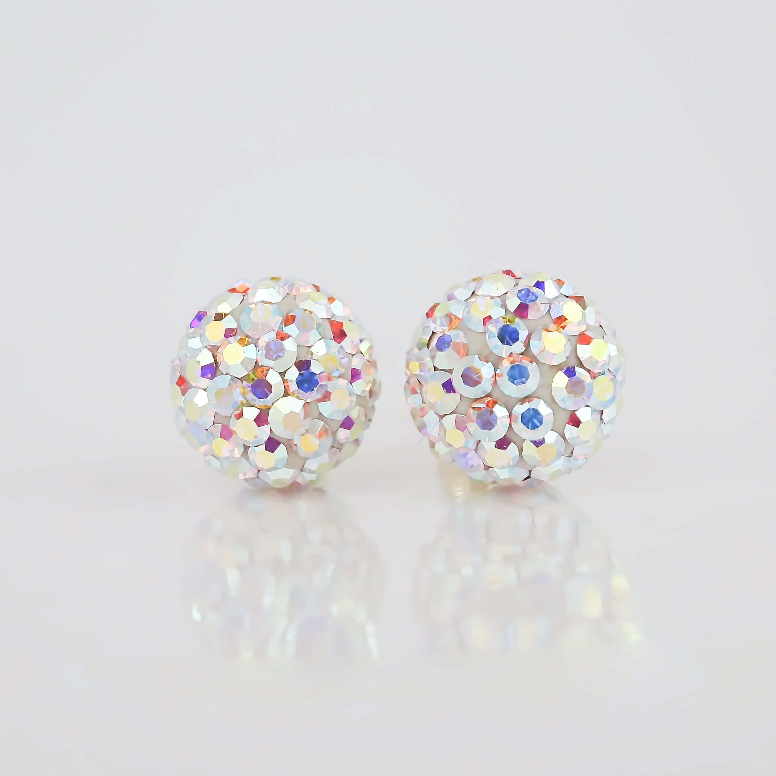 Amor Eterno - Broqueles Esferas Mediana / Aretes Oro 10k / Tornasol