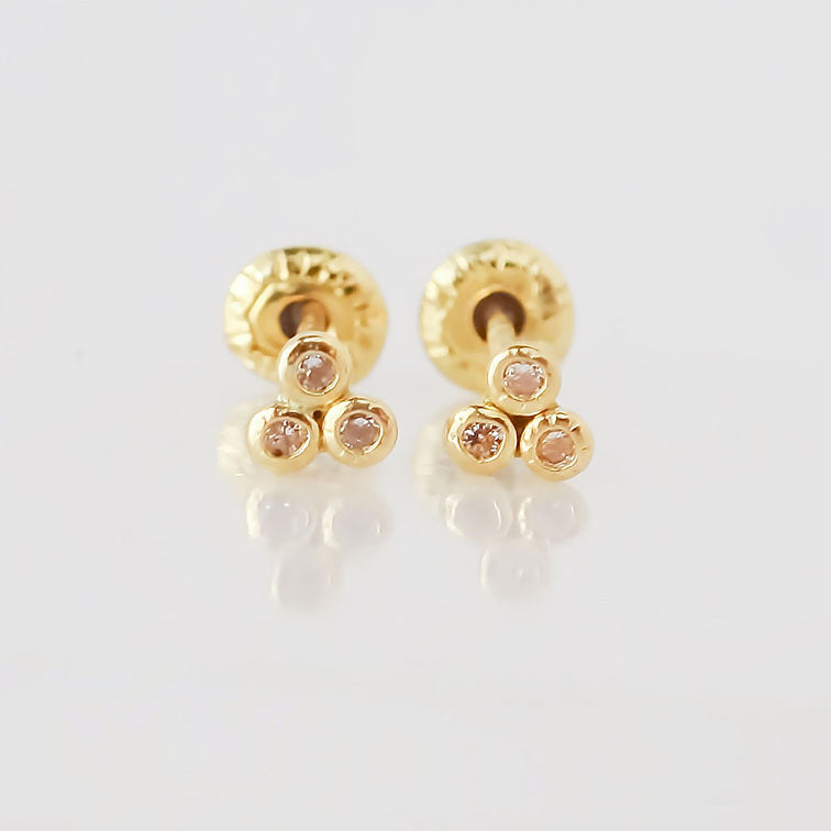 Amor Eterno - Broqueles Micro Trébol / Aretes Oro 10k