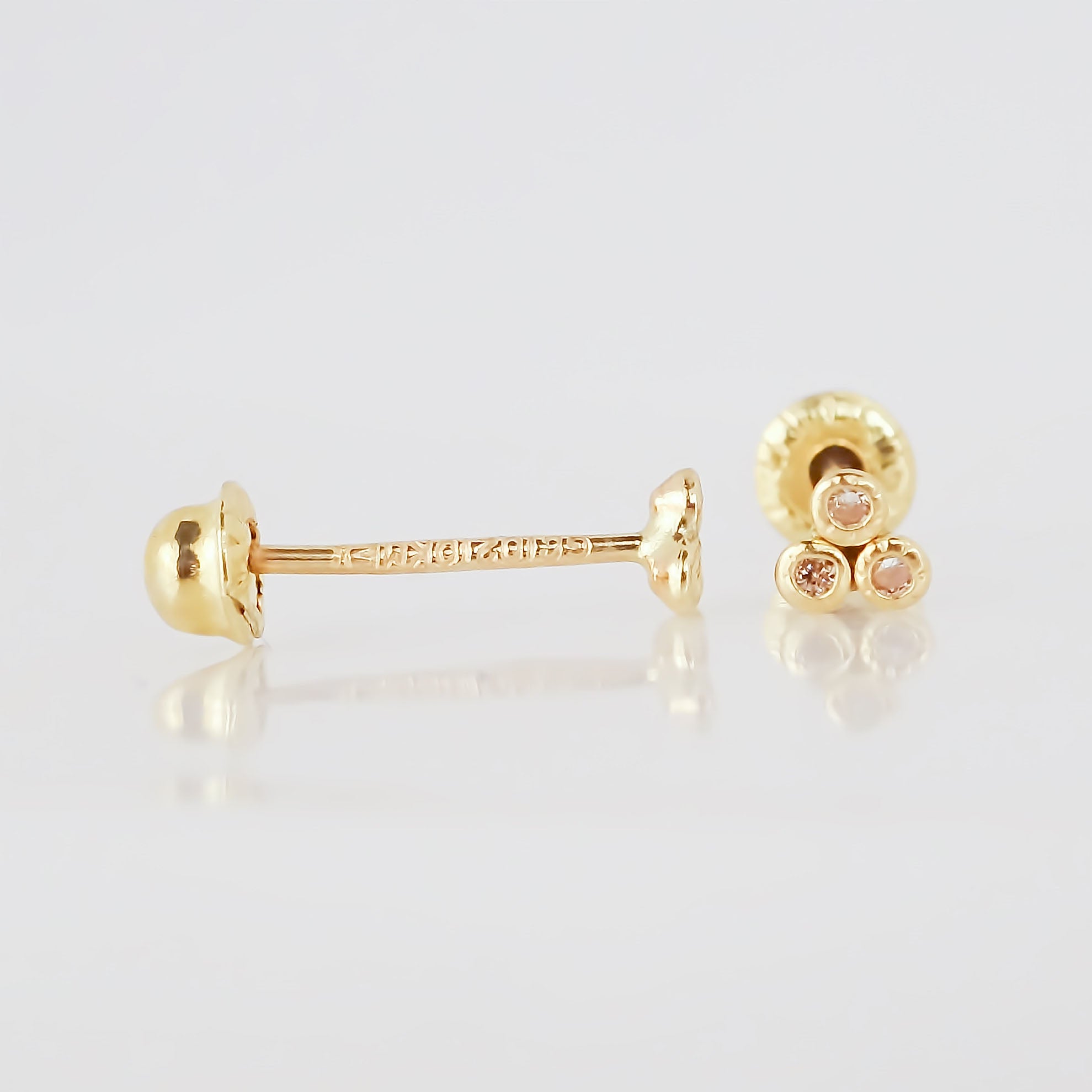 Amor Eterno - Broqueles Micro Trébol / Aretes Oro 10k