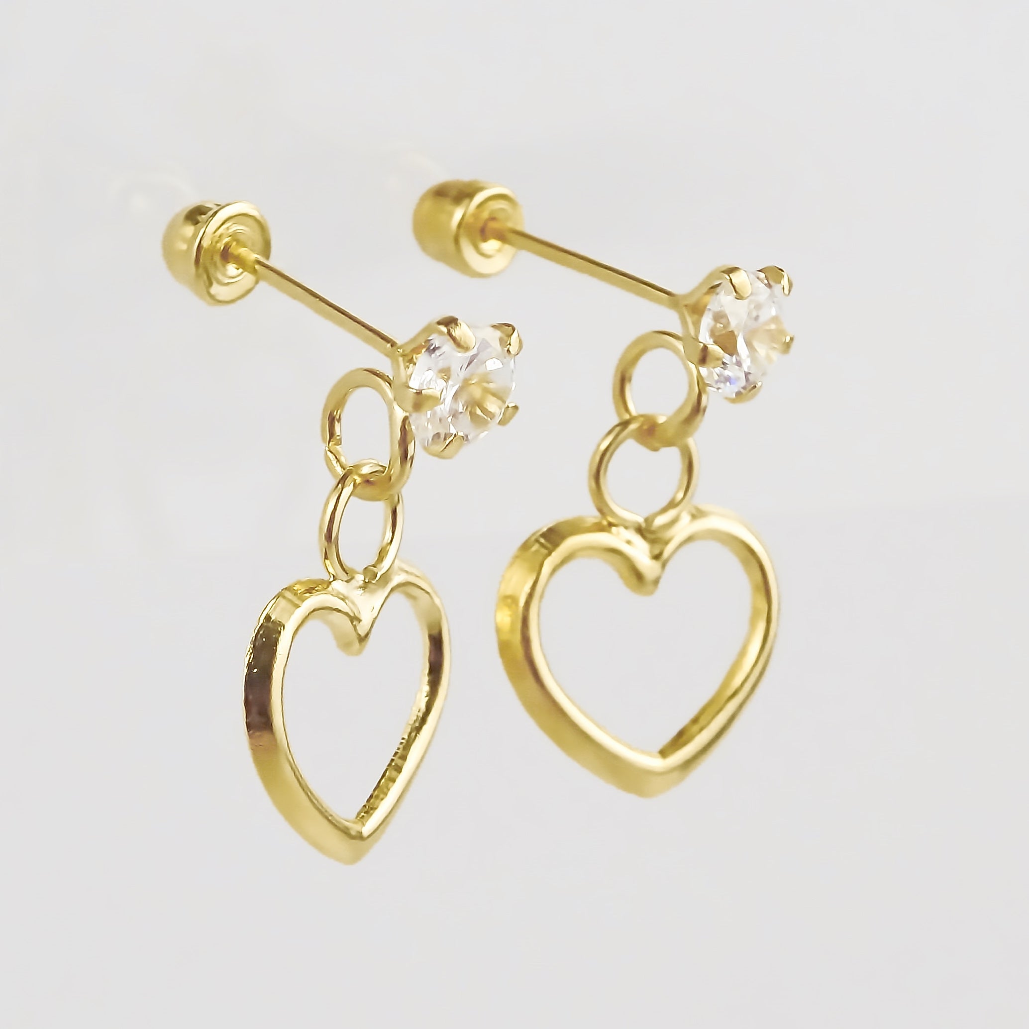 Amor Eterno - Broqueles / Corazón Colgante Grande / Oro 10k