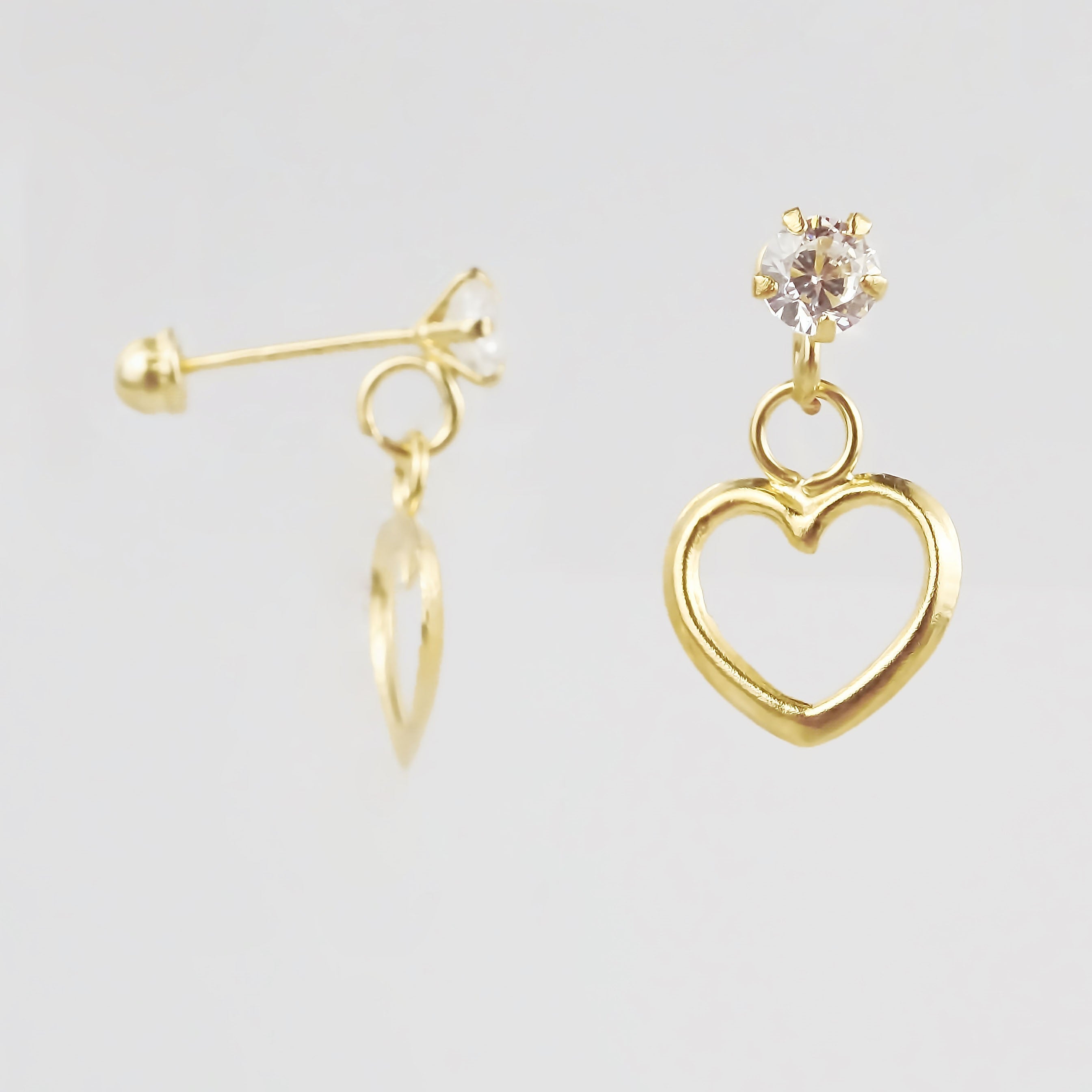 Amor Eterno - Broqueles / Corazón Colgante Grande / Oro 10k