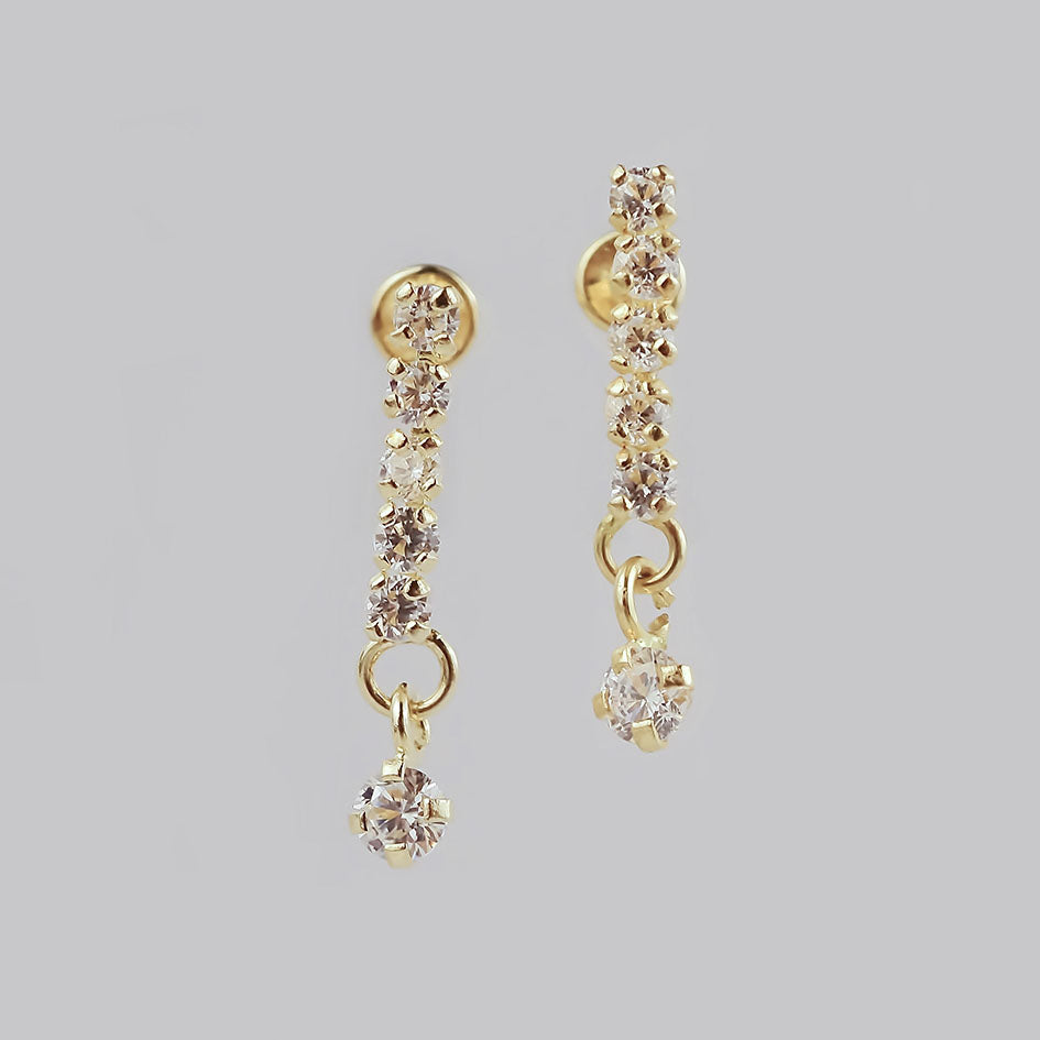 Amor Eterno - Broqueles Lluvia Destello / Aretes Oro 10k