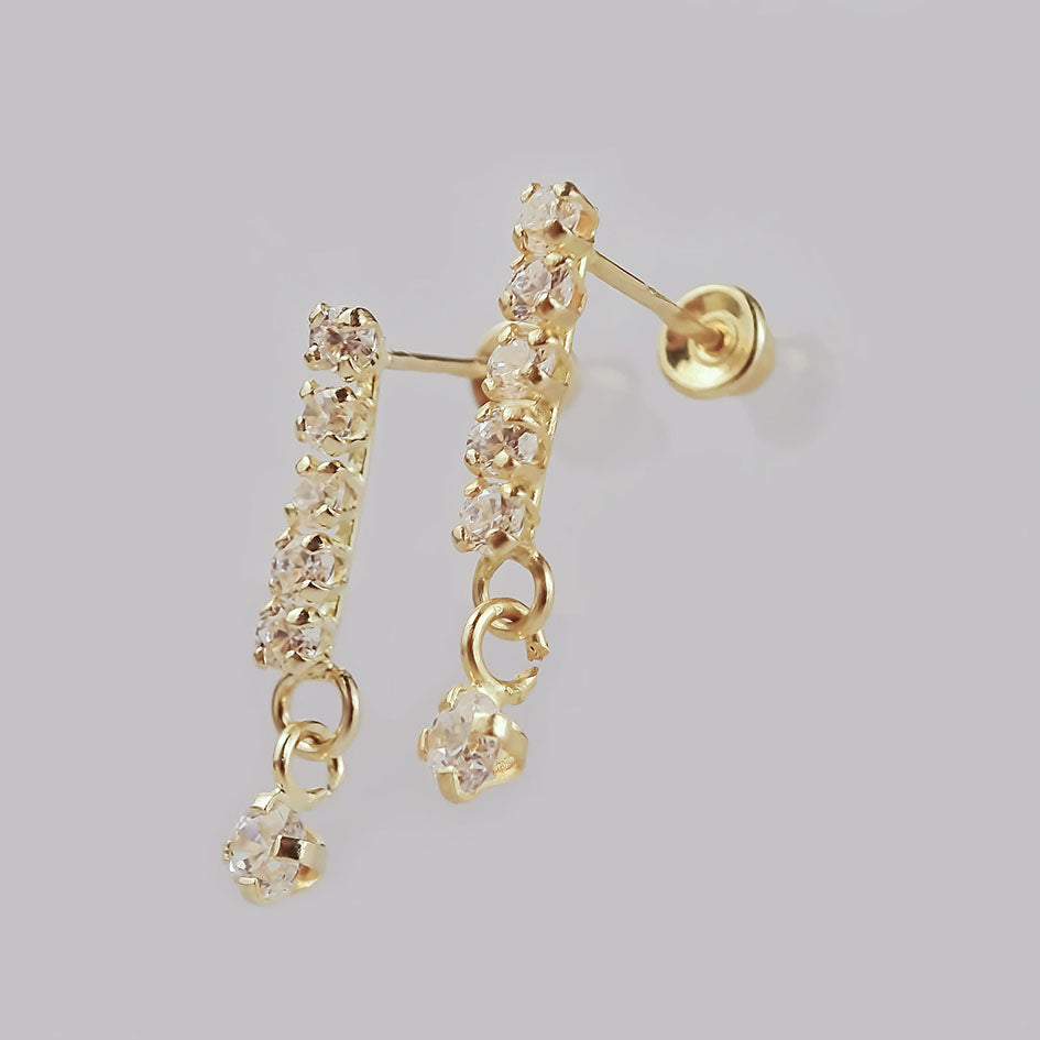 Amor Eterno - Broqueles Lluvia Destello / Aretes Oro 10k