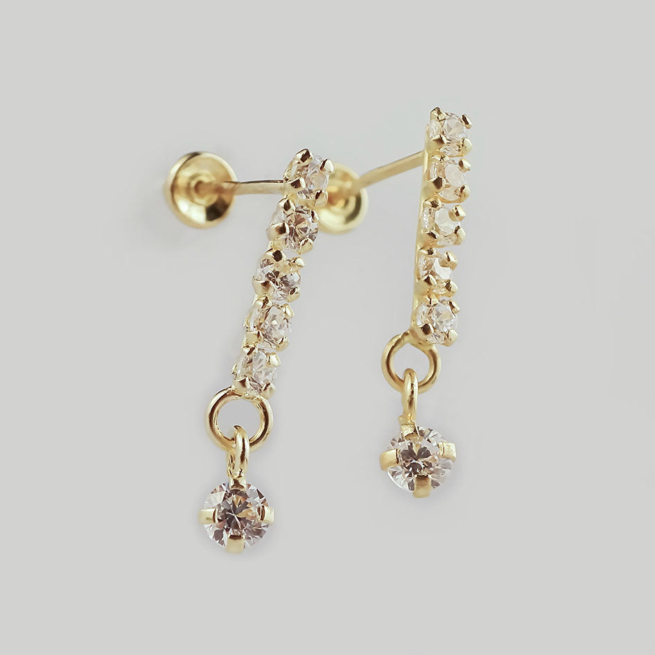 Amor Eterno - Broqueles Lluvia Destello / Aretes Oro 10k