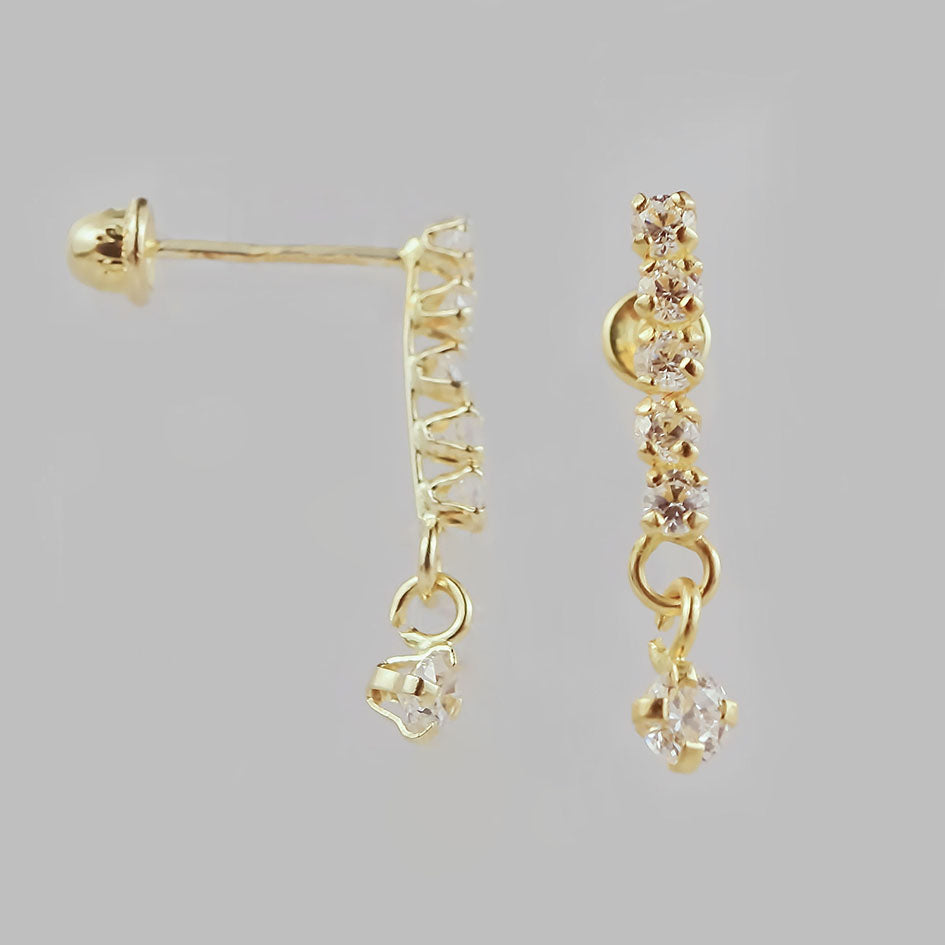 Amor Eterno - Broqueles Lluvia Destello / Aretes Oro 10k