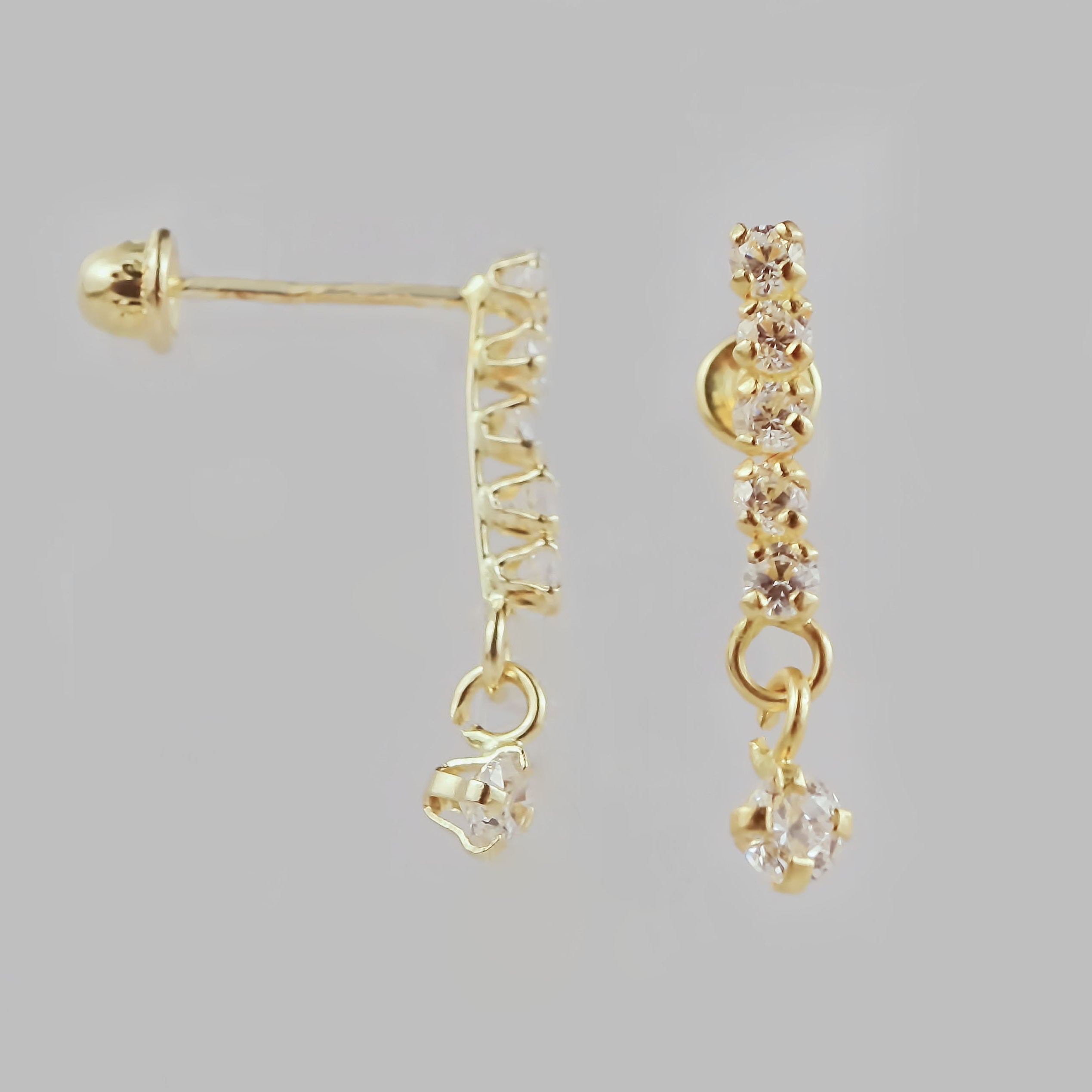 Amor Eterno - Broqueles Lluvia Destello / Aretes Oro 10k