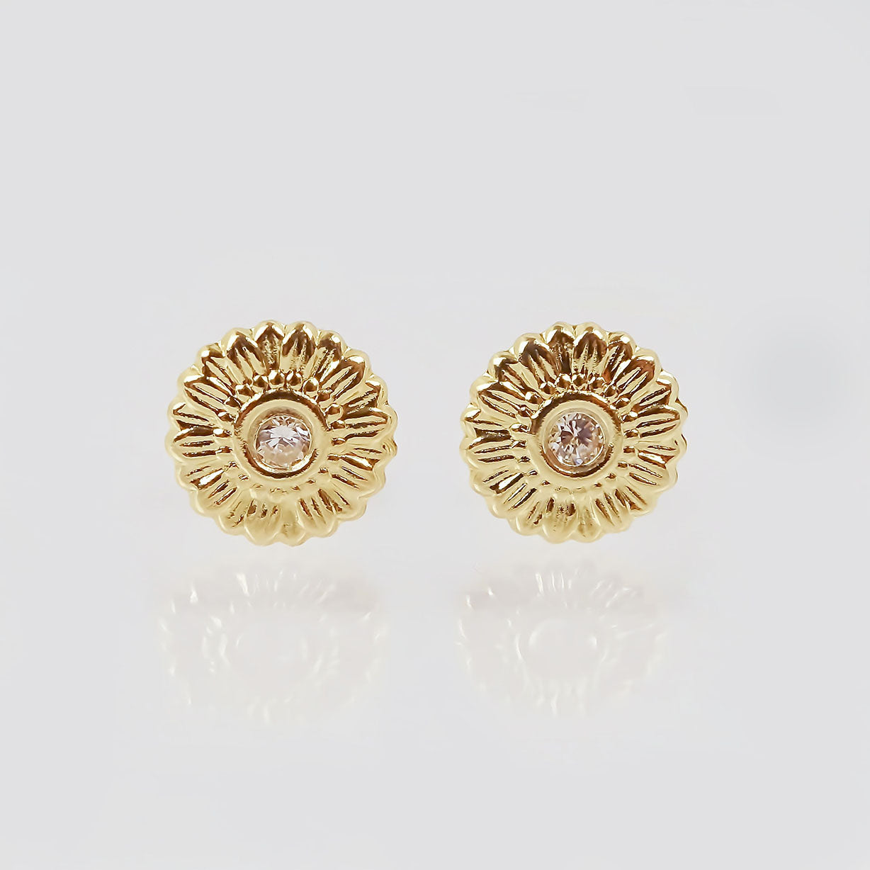 Amor Eterno - Broqueles Girasol Elegance / Aretes Oro 10k