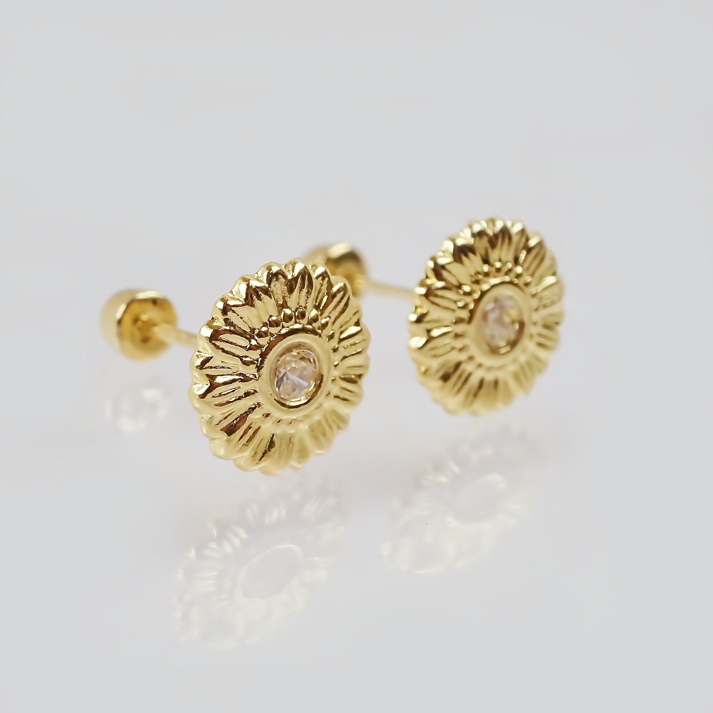 Amor Eterno - Broqueles Girasol Elegance / Aretes Oro 10k