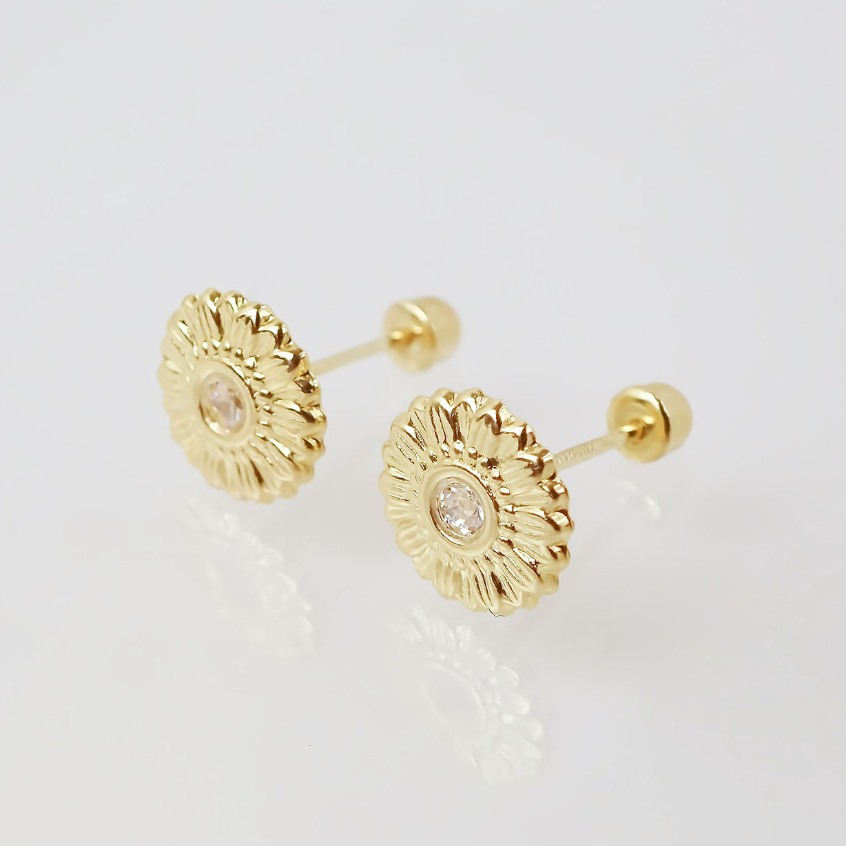 Amor Eterno - Broqueles Girasol Elegance / Aretes Oro 10k