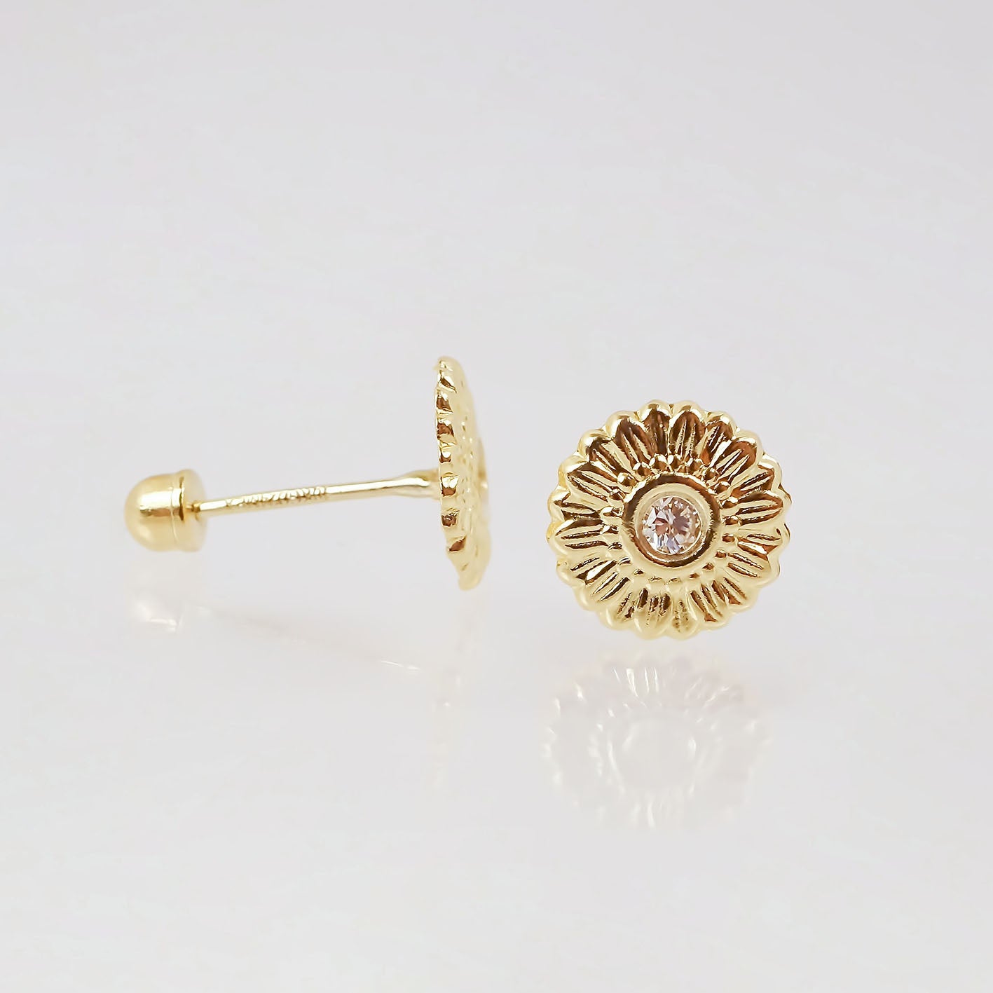 Amor Eterno - Broqueles Girasol Elegance / Aretes Oro 10k