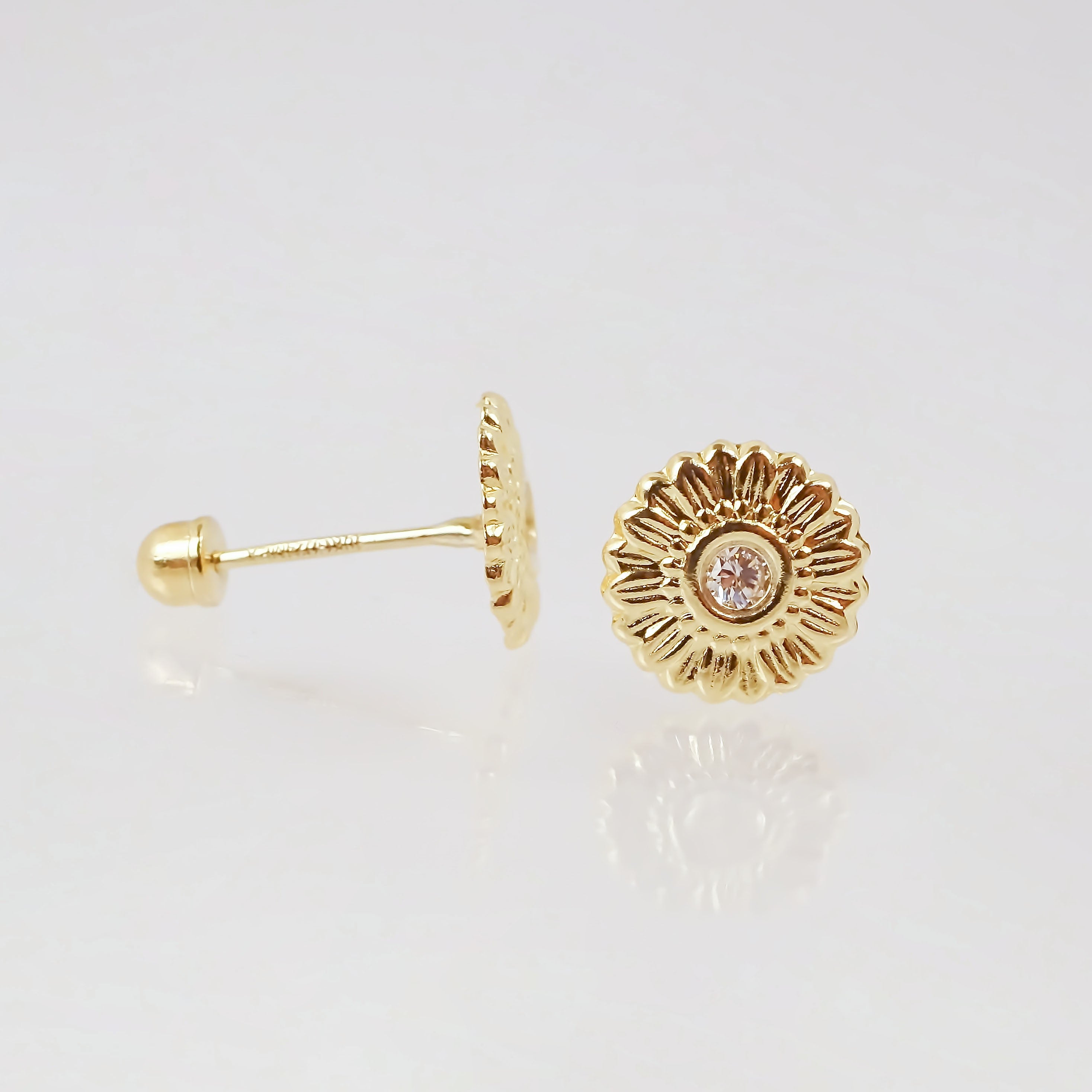 Amor Eterno - Broqueles Girasol Elegance / Aretes Oro 10k