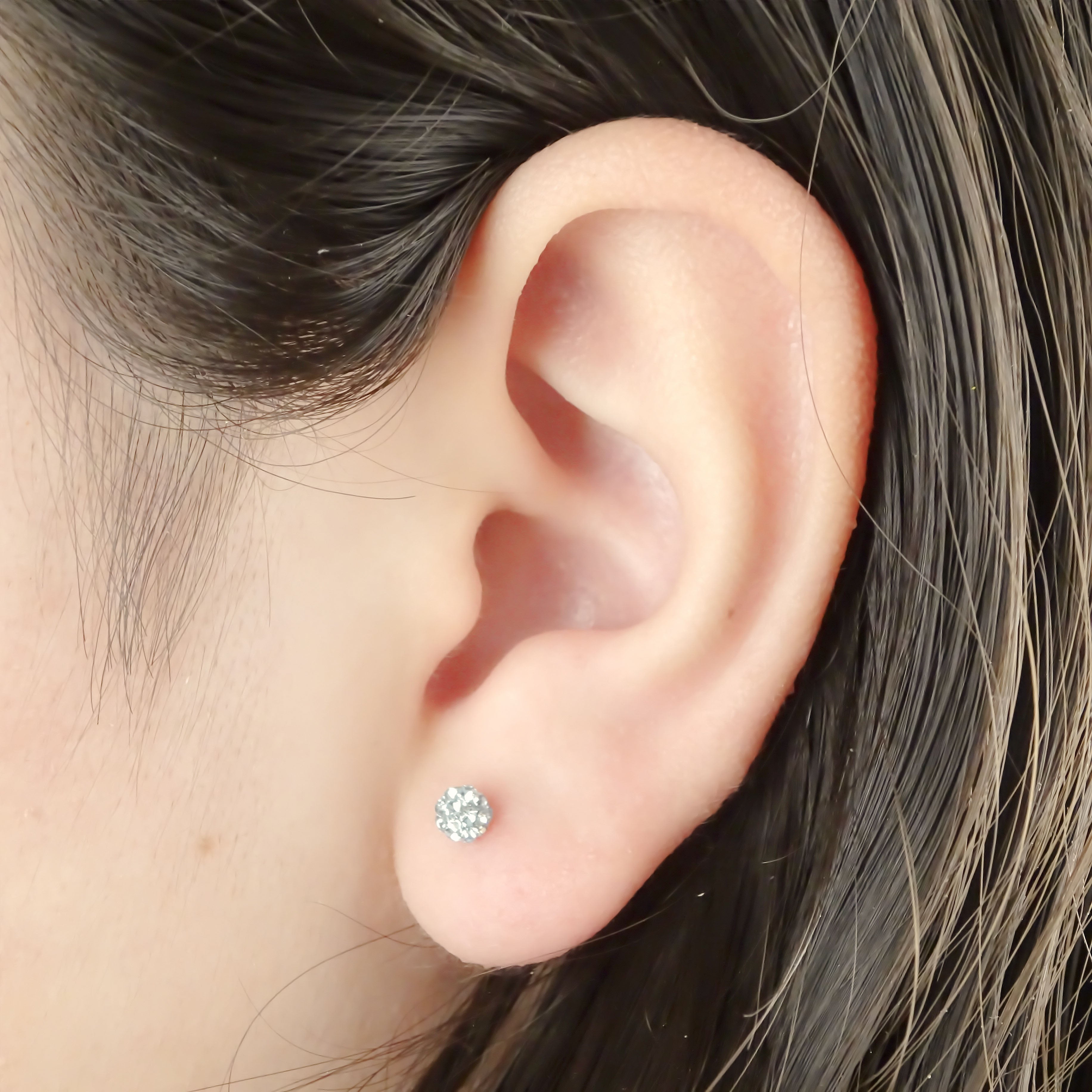 Amor Eterno - Broqueles Esferas / Aretes / Oro Sólido 10k / Azul Chica