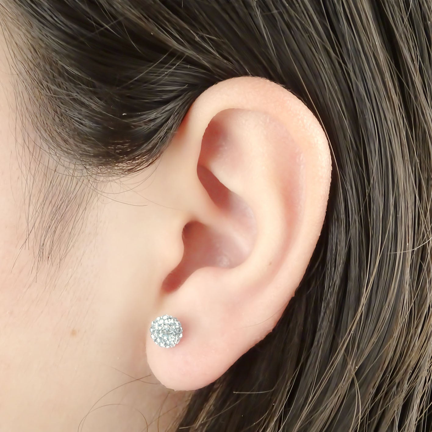 Amor Eterno - Broqueles Esferas Mediana / Aretes Oro 10k / Azul