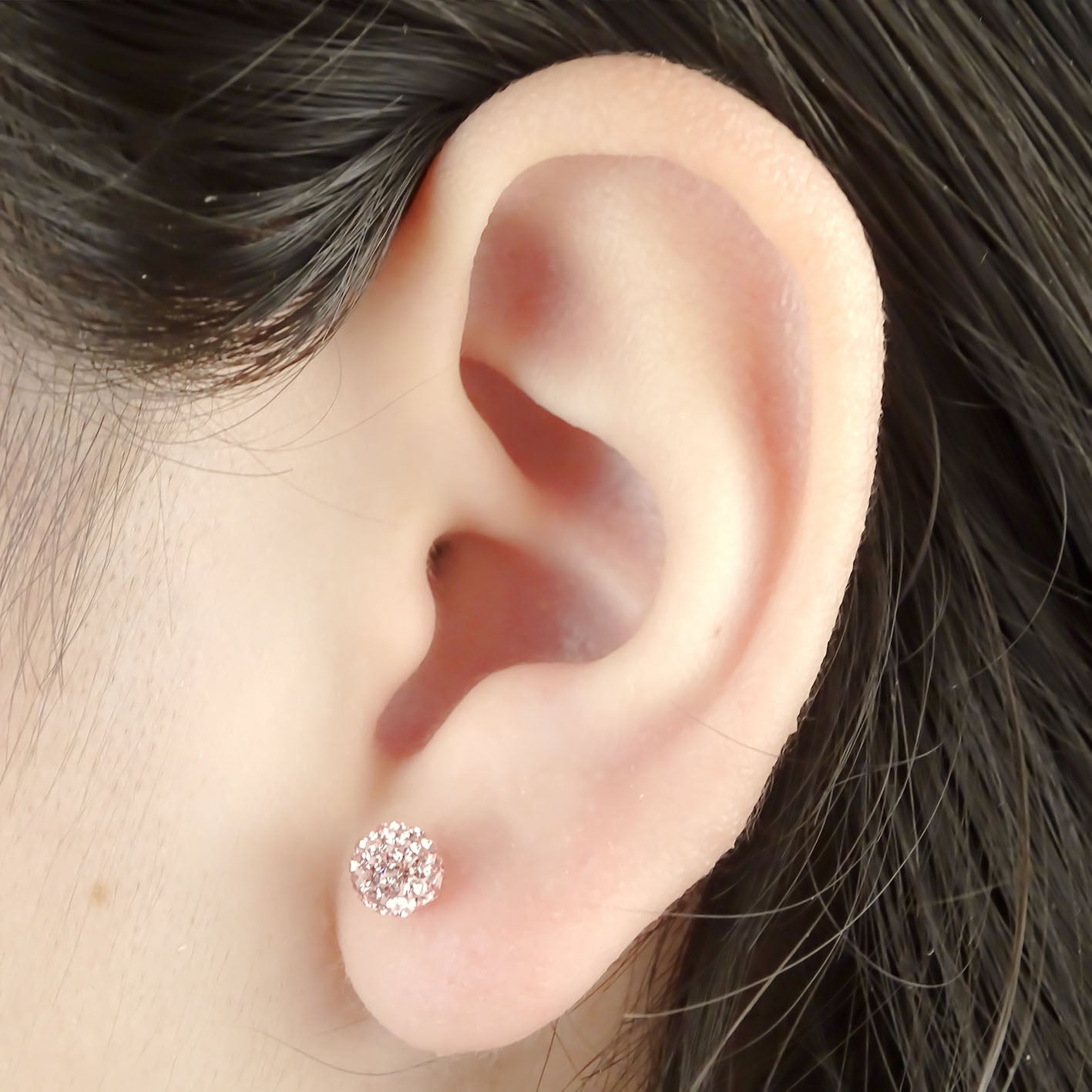 Amor Eterno - Broqueles Esferas Mediana / Aretes Oro 10k / Rosa