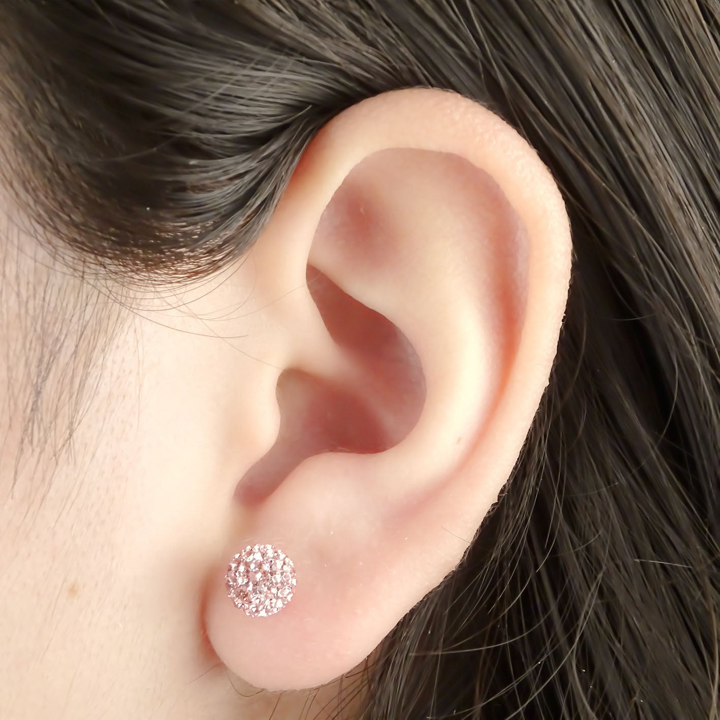 Amor Eterno - Broqueles Esferas Grandes / Aretes / Oro 10k / Rosa