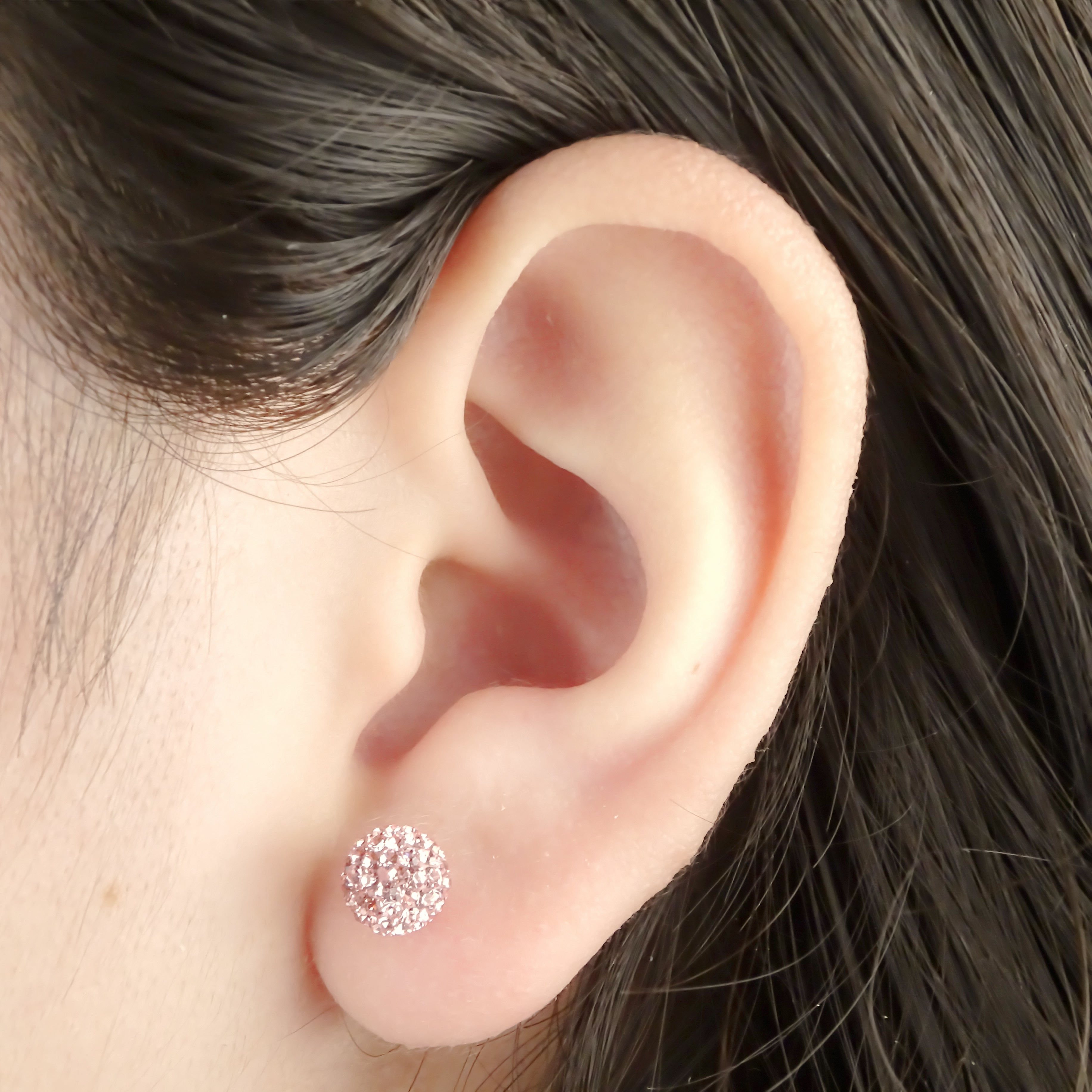 Amor Eterno - Broqueles Esferas Grandes / Aretes / Oro 10k / Rosa