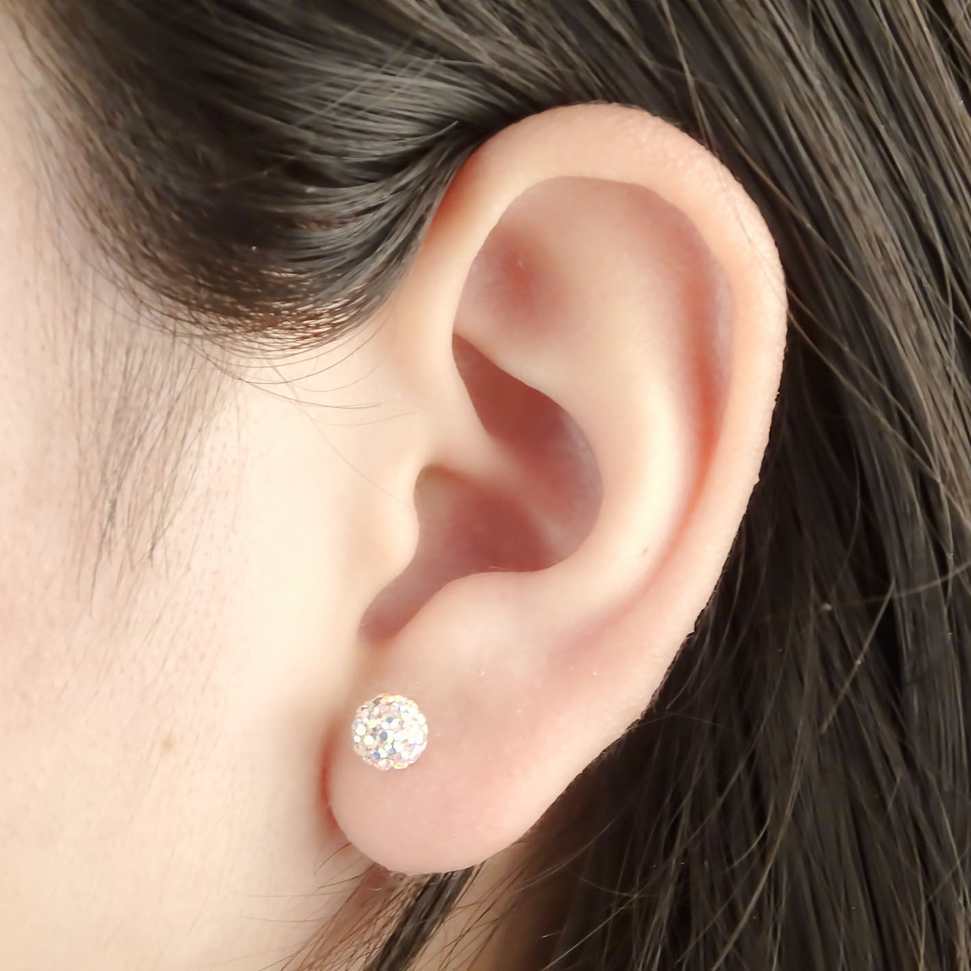 Amor Eterno - Broqueles Esferas Mediana / Aretes Oro 10k / Tornasol
