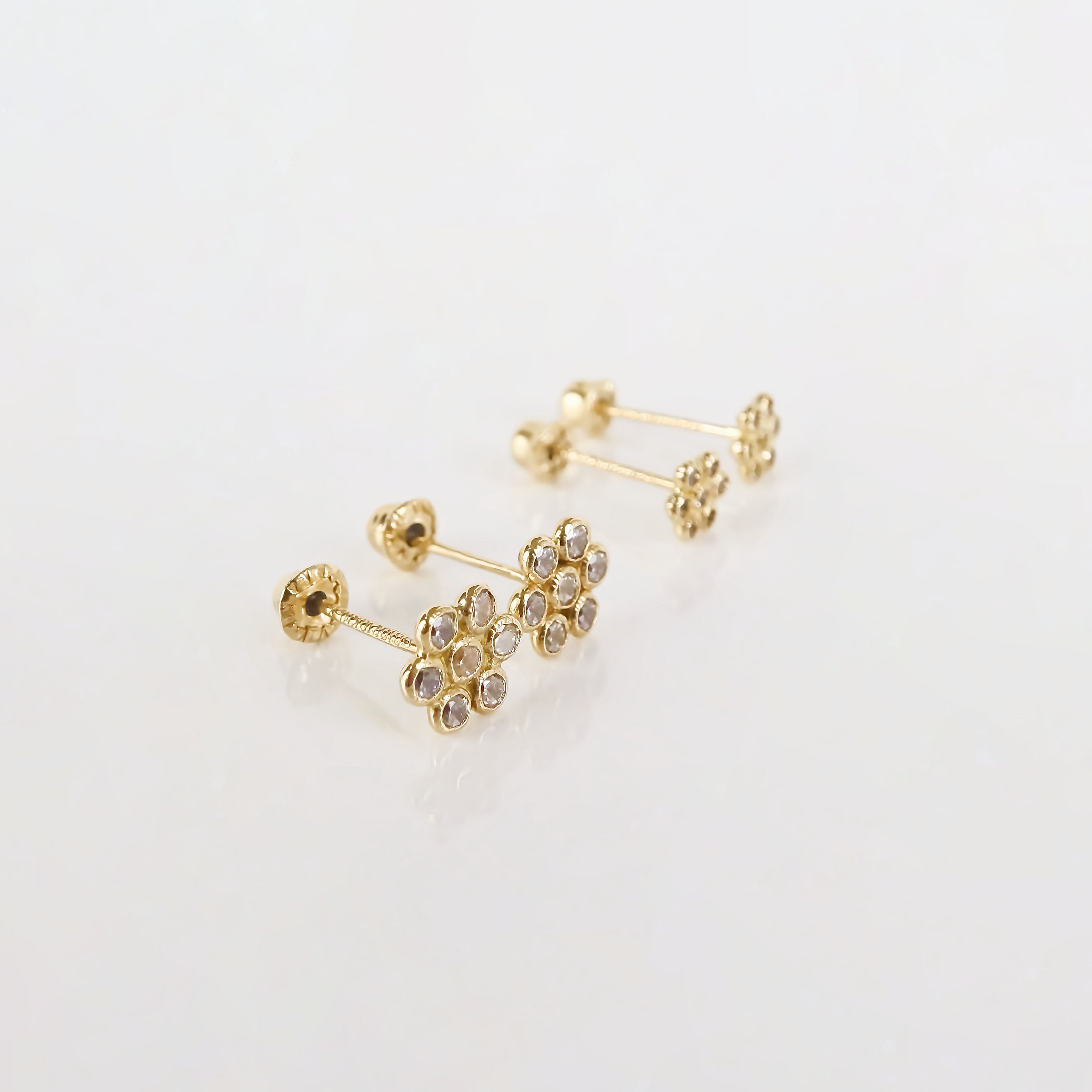 Amor Eterno - Broqueles Roseta / Aretes Oro 10k / Amarillo