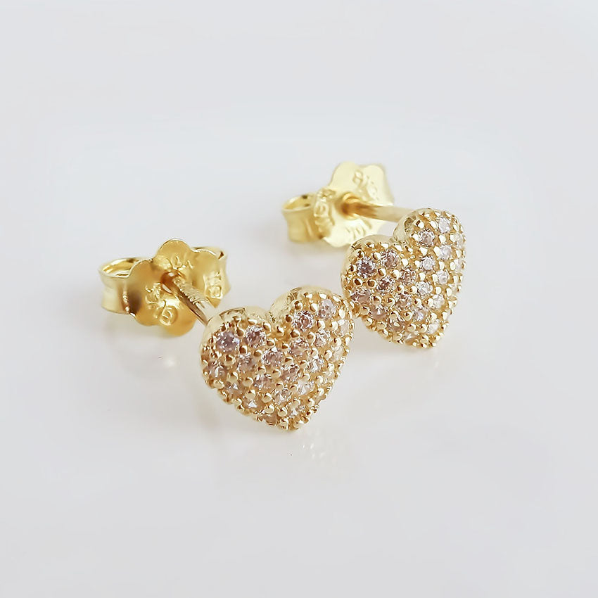 Amor Eterno - Aretes Corazón Bombón / 10k Oro Sólido