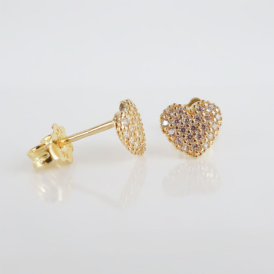 Amor Eterno - Aretes Corazón Bombón / 10k Oro Sólido