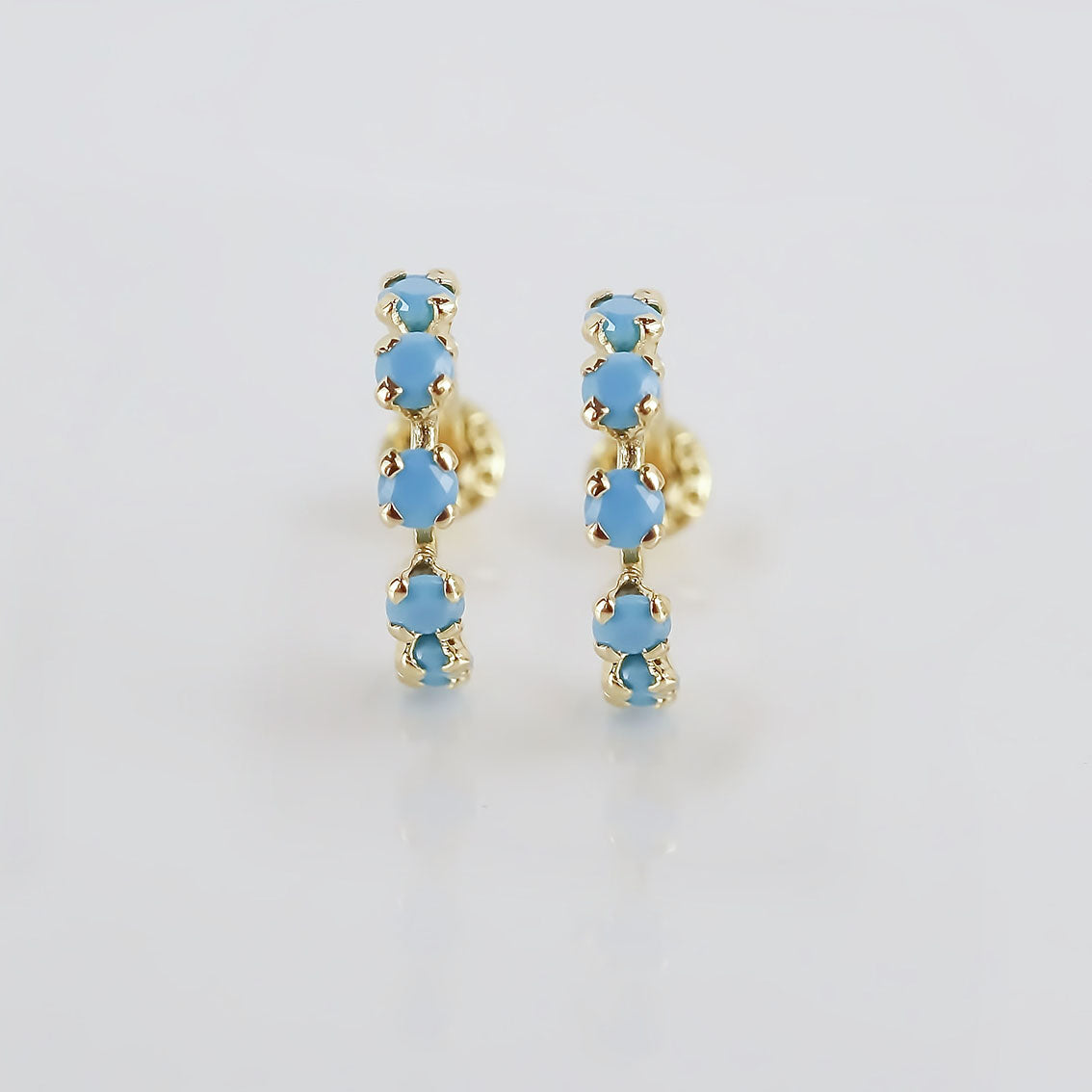 Amor Eterno - Broqueles Media Arracada / Aretes / Oro 10k / Turquesa