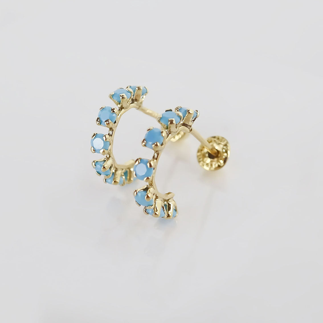 Amor Eterno - Broqueles Media Arracada / Aretes / Oro 10k / Turquesa