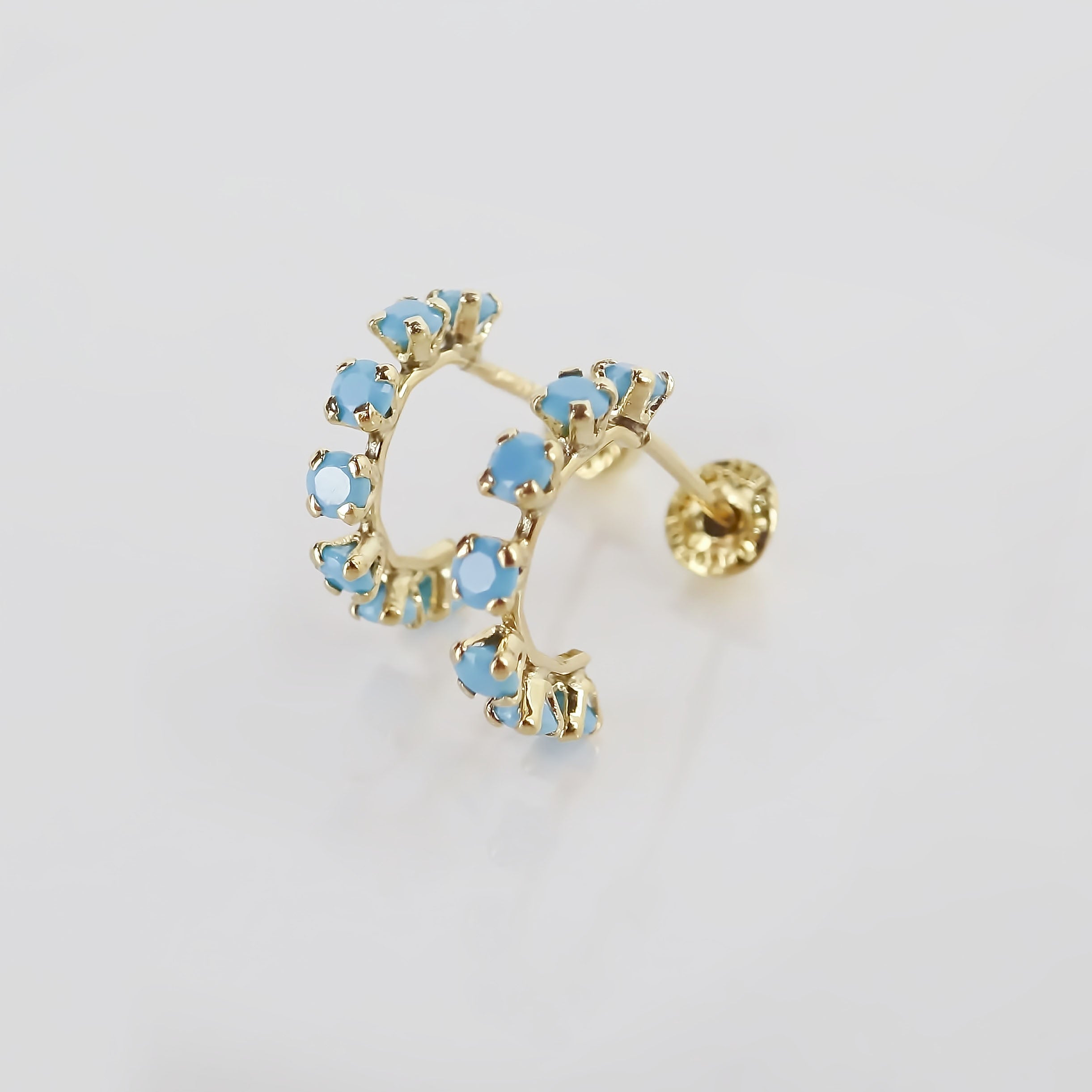 Amor Eterno - Broqueles Media Arracada / Aretes / Oro 10k / Turquesa