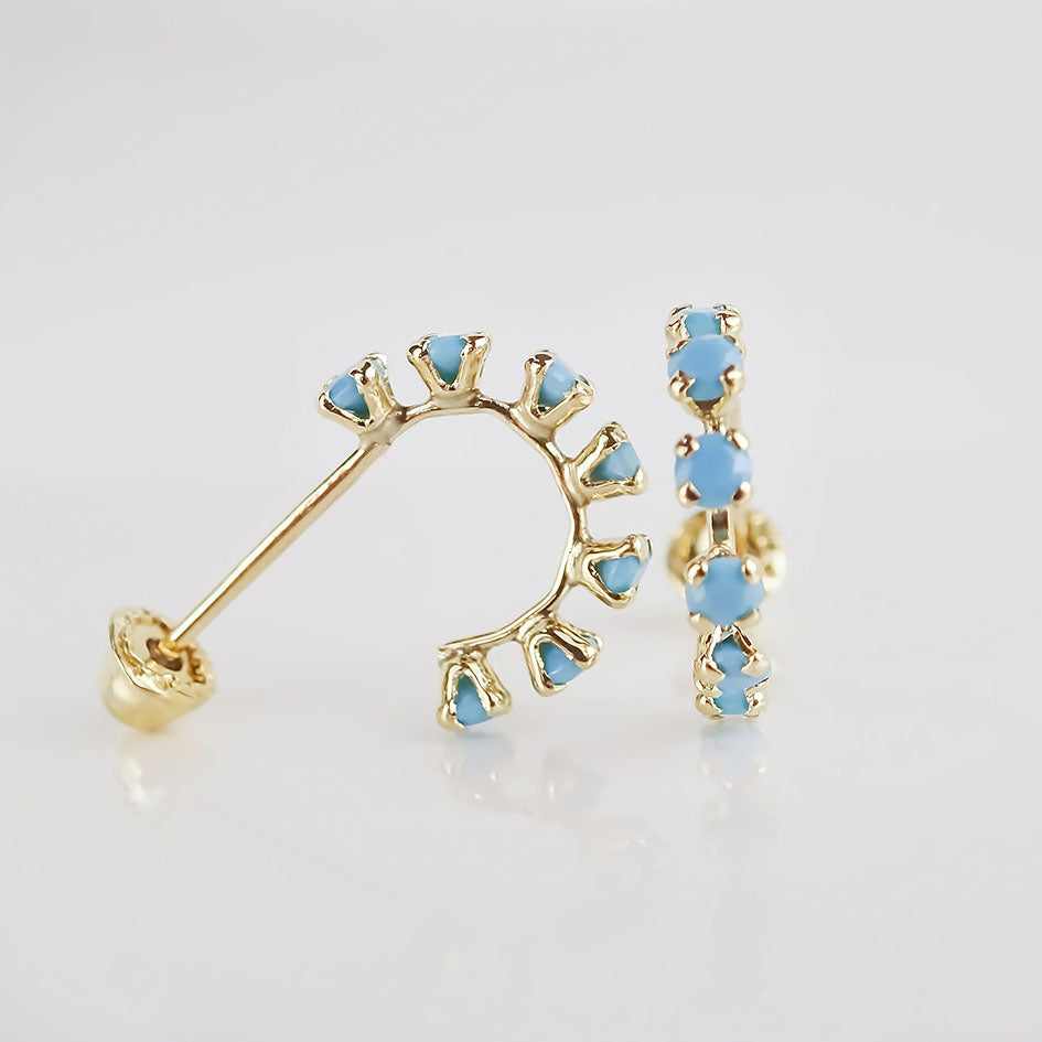 Amor Eterno - Broqueles Media Arracada / Aretes / Oro 10k / Turquesa