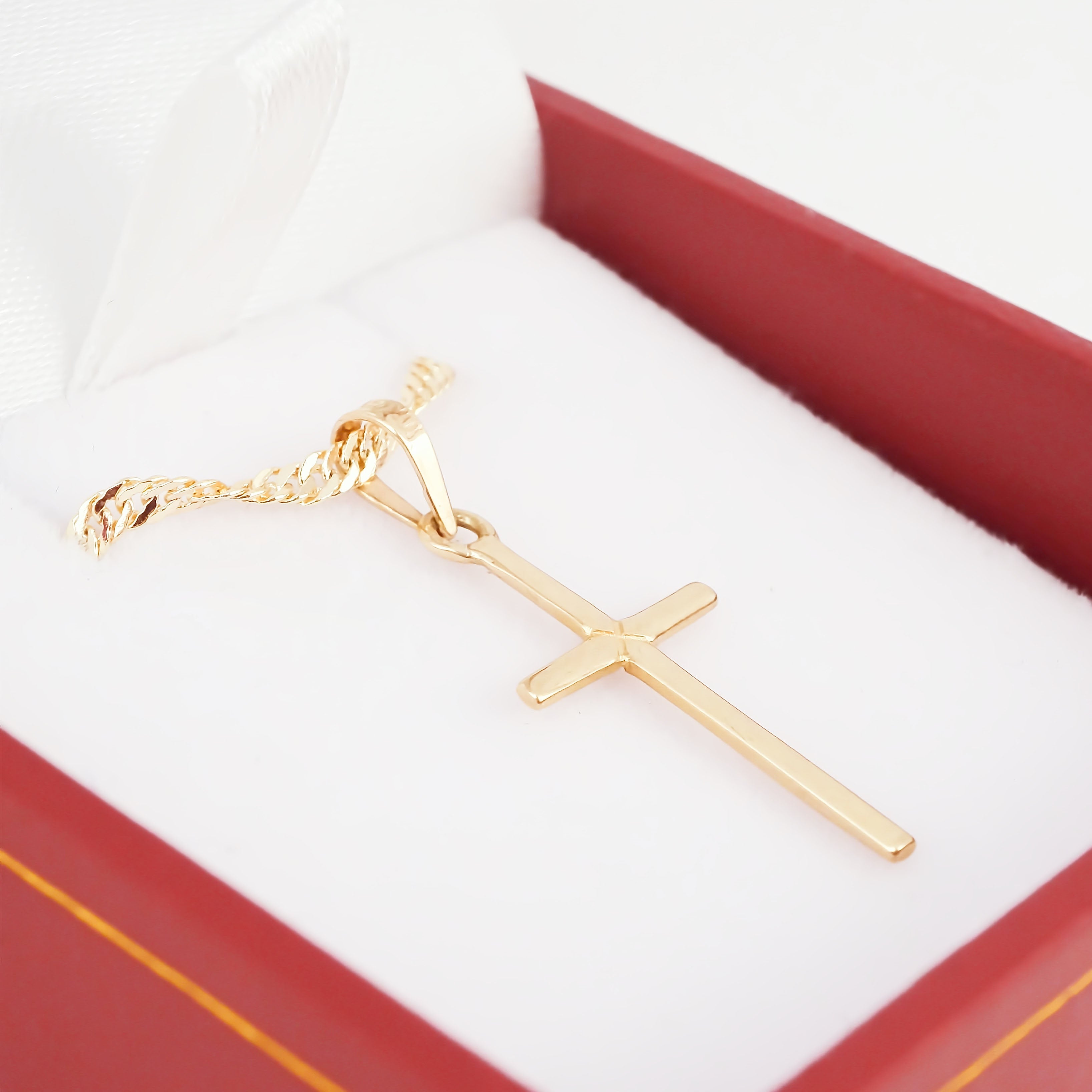 Amor Eterno - Dije Cruz Basic / Oro 10k + Cadena De Regalo