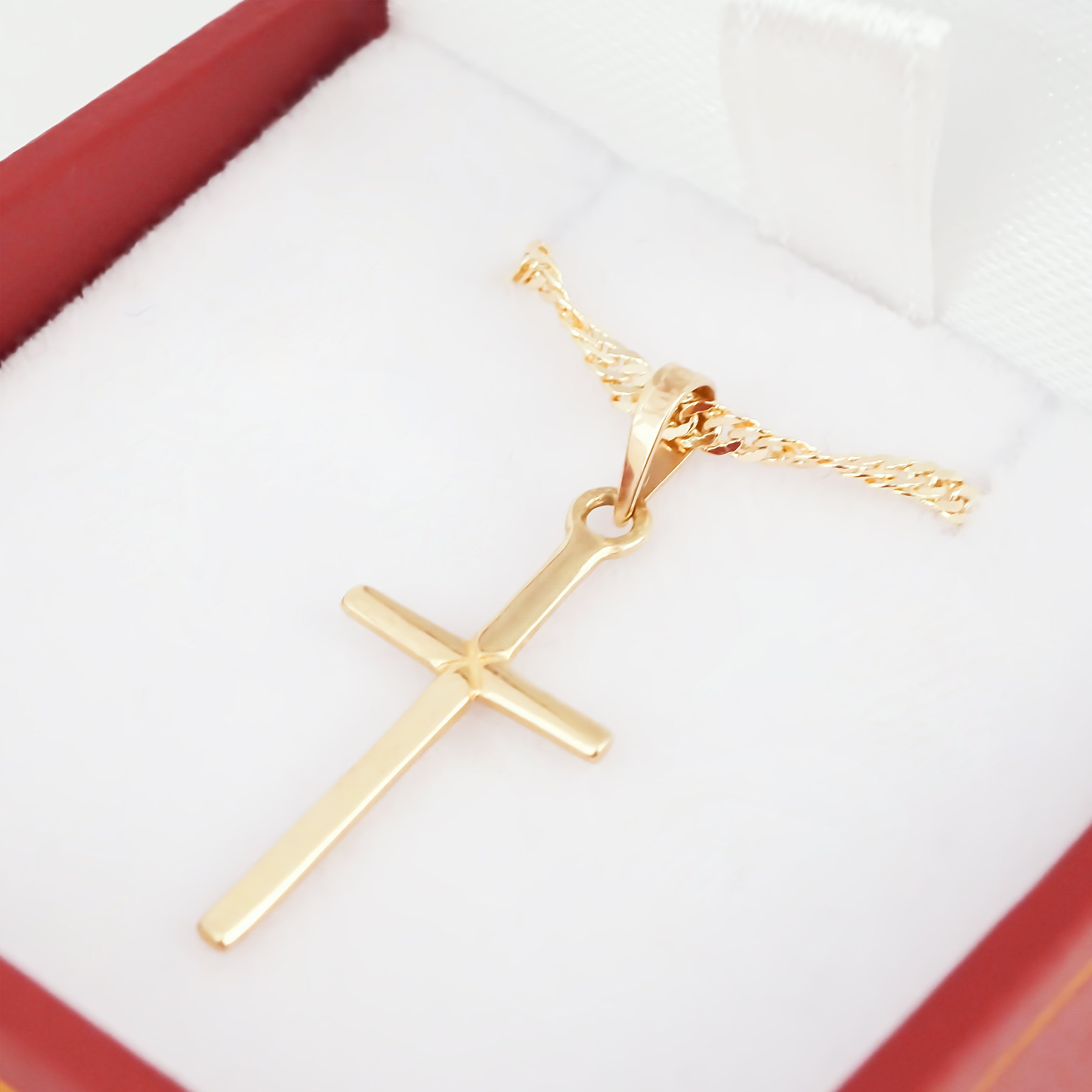 Amor Eterno - Dije Cruz Basic / Oro 10k + Cadena De Regalo