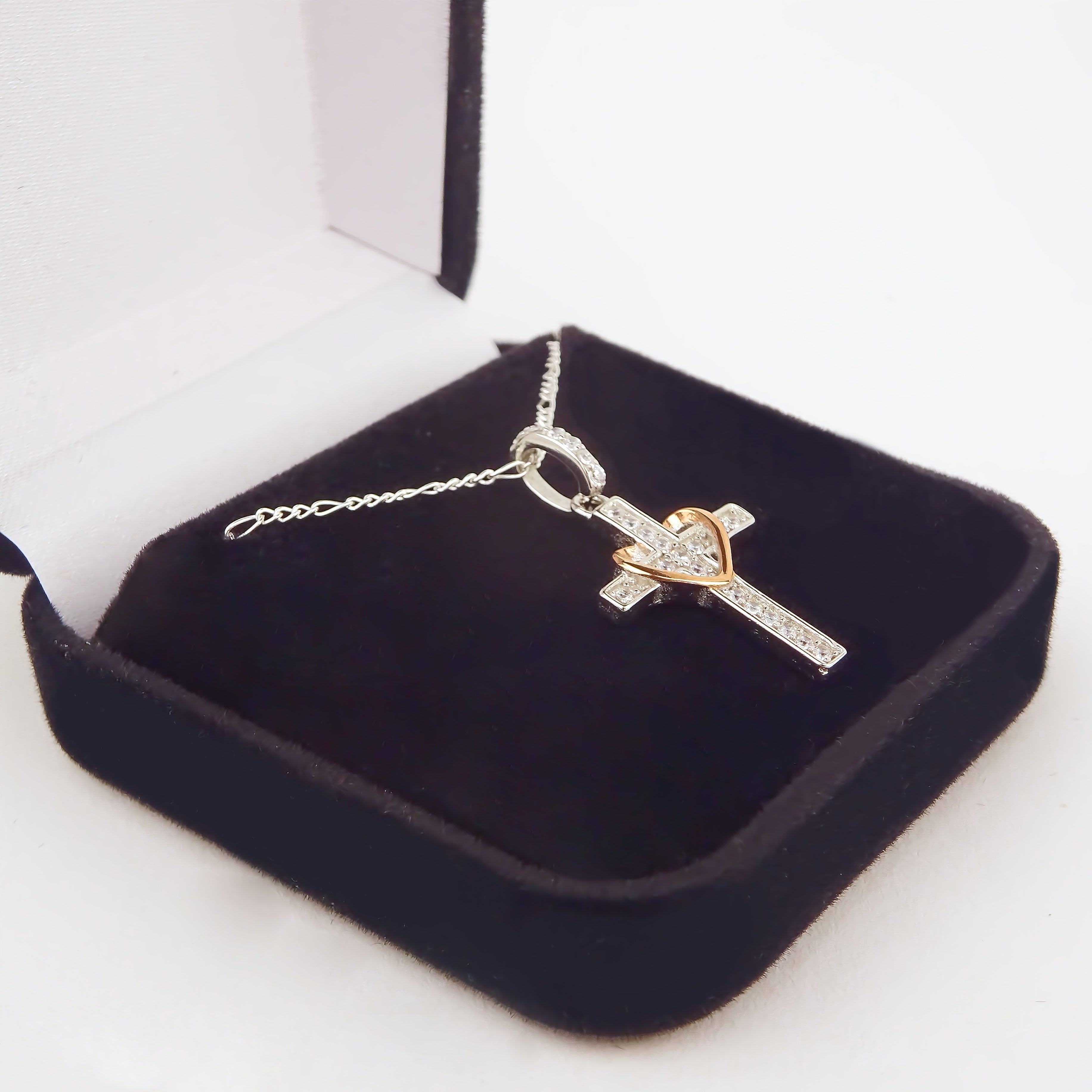 Amor Eterno - Plata Oro 24k - Cruz Amor De Dios + Cadena