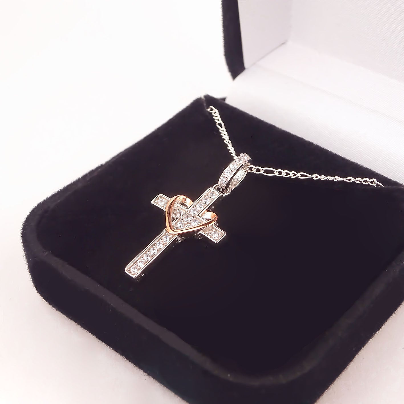 Amor Eterno - Plata Oro 24k - Cruz Amor De Dios + Cadena