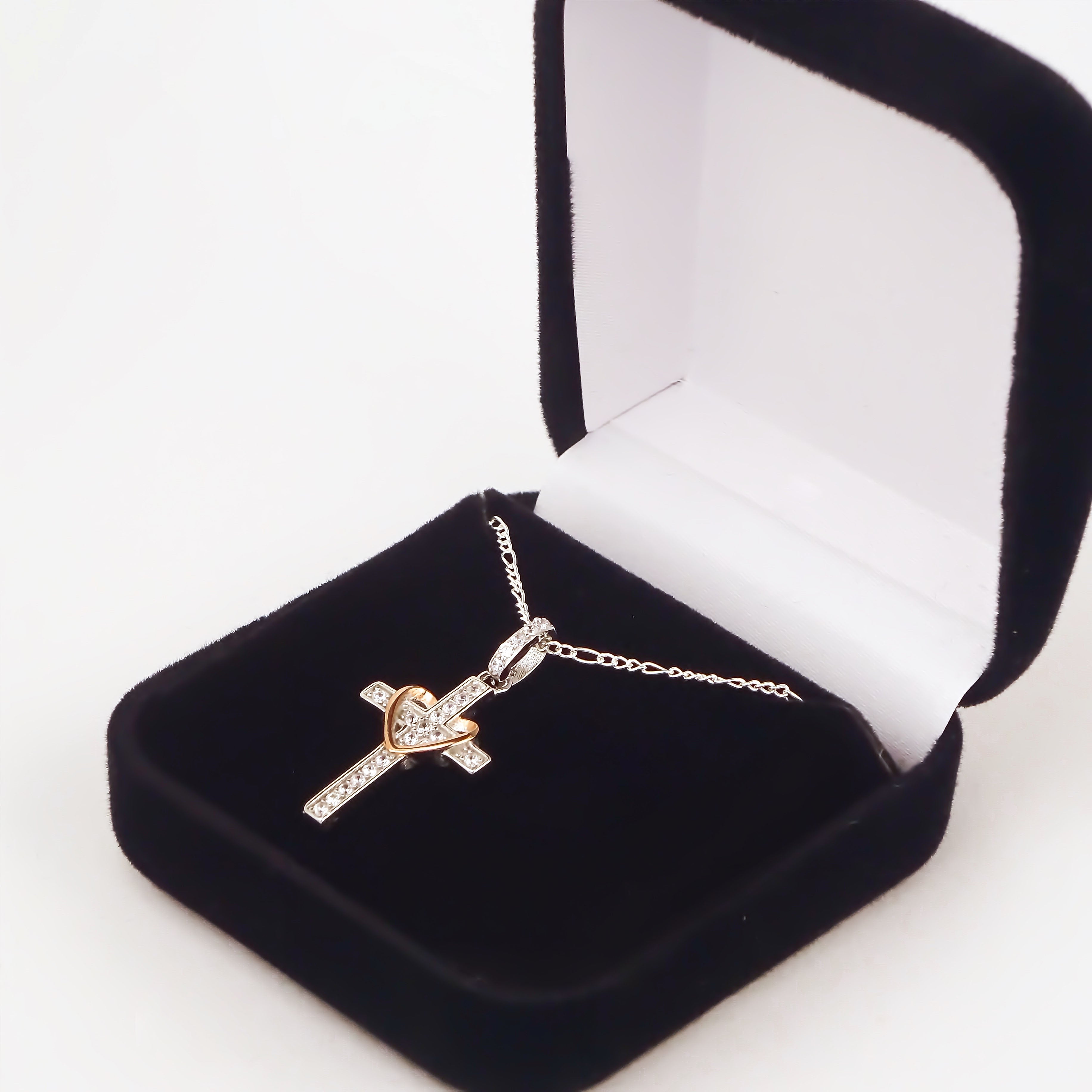 Amor Eterno - Plata Oro 24k - Cruz Amor De Dios + Cadena