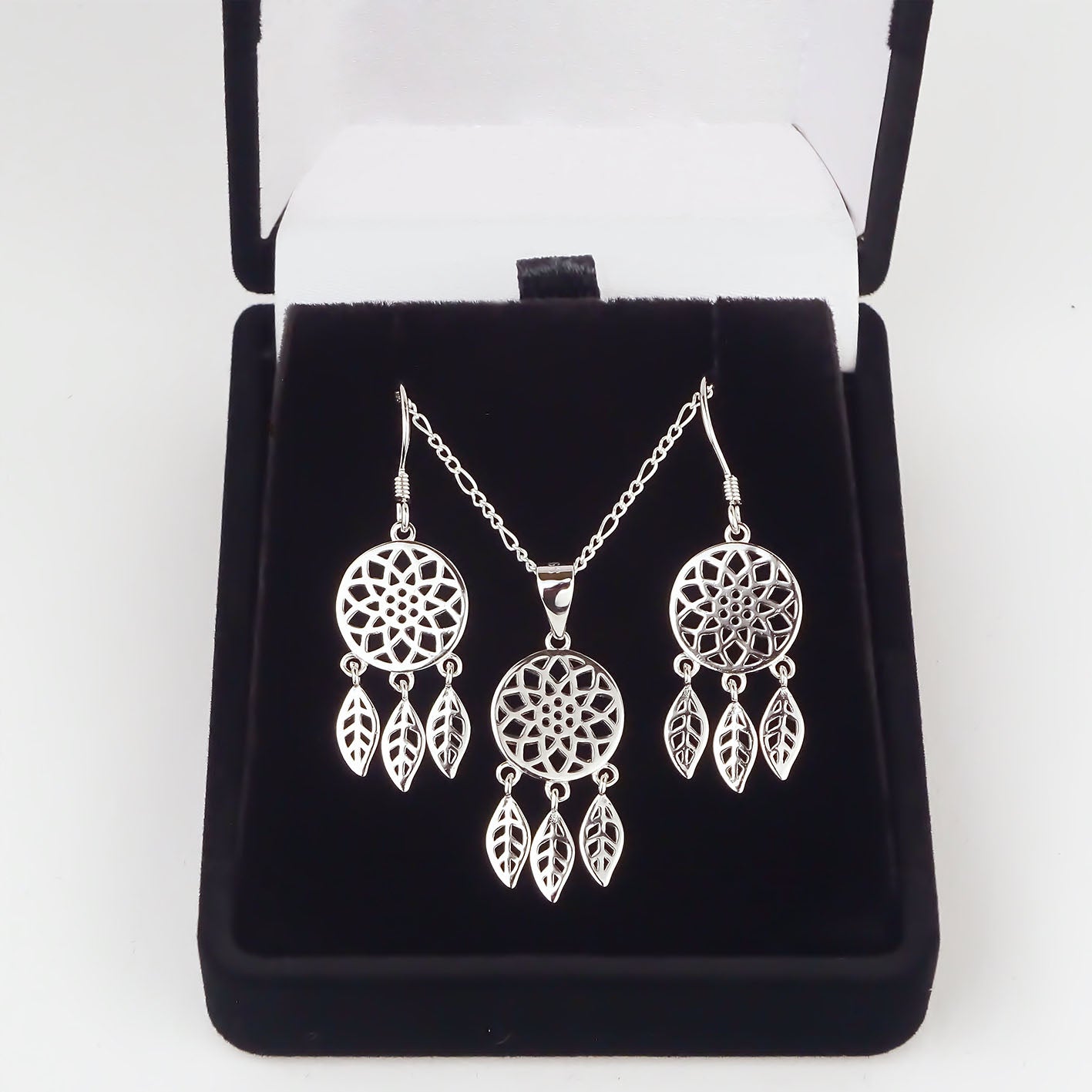 Amor Eterno- Dije Atrapasueños + Juego Aretes Plata Oro 24k