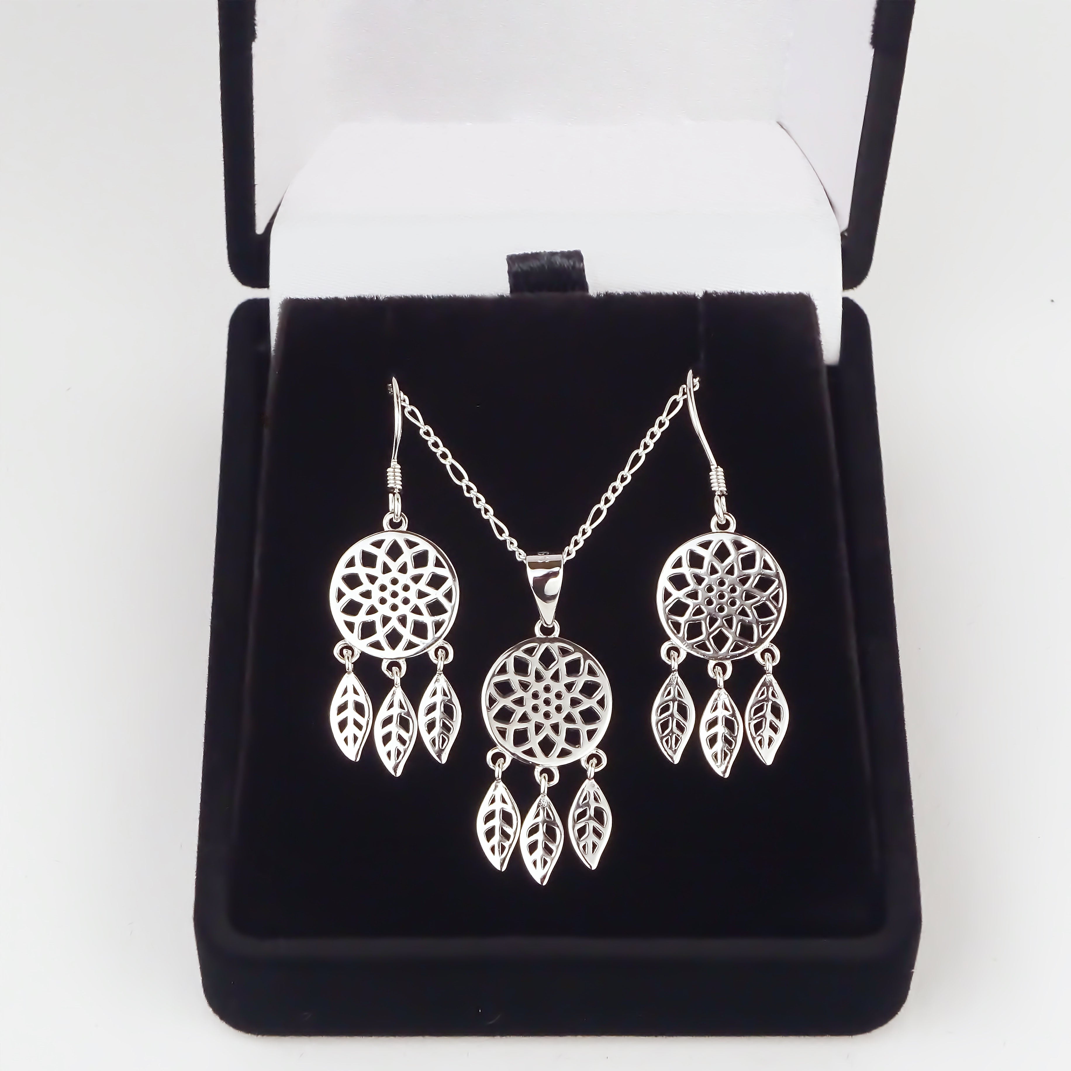 Amor Eterno- Dije Atrapasueños + Juego Aretes Plata Oro 24k