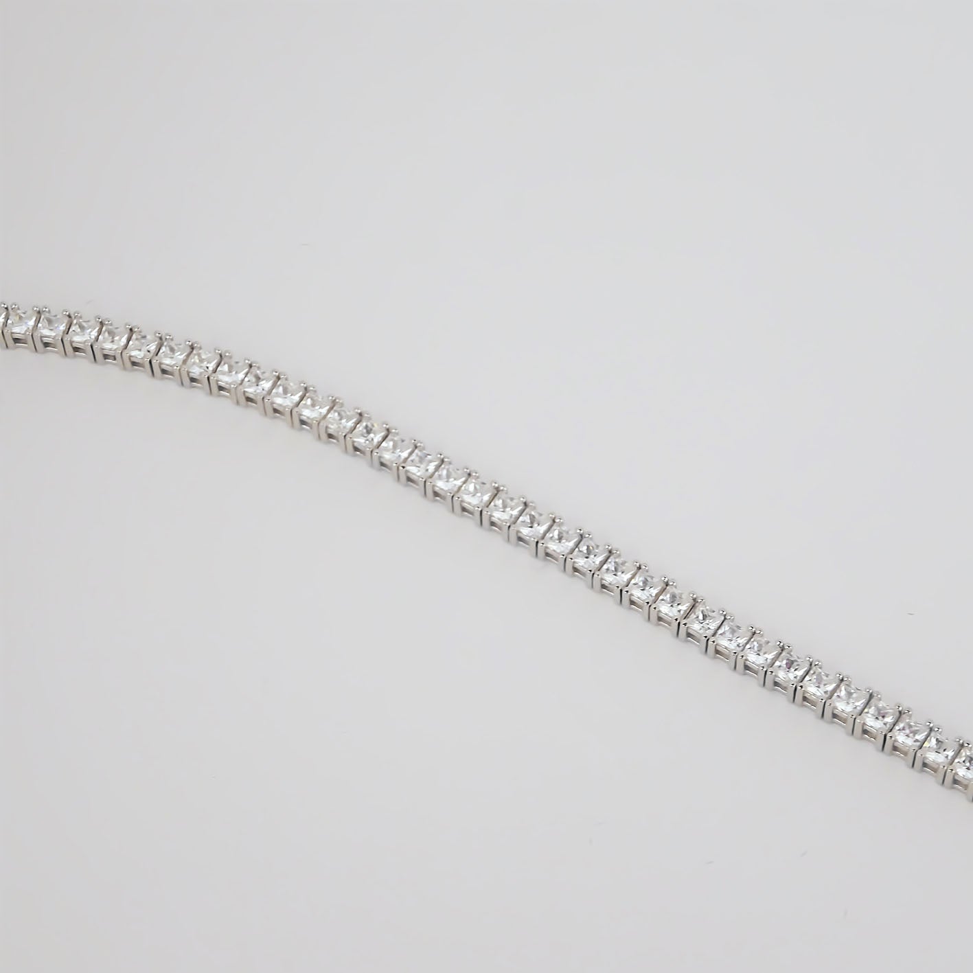 Amor Eterno- Pulsera Tennis Corte Princess Plata Con Oro 24k
