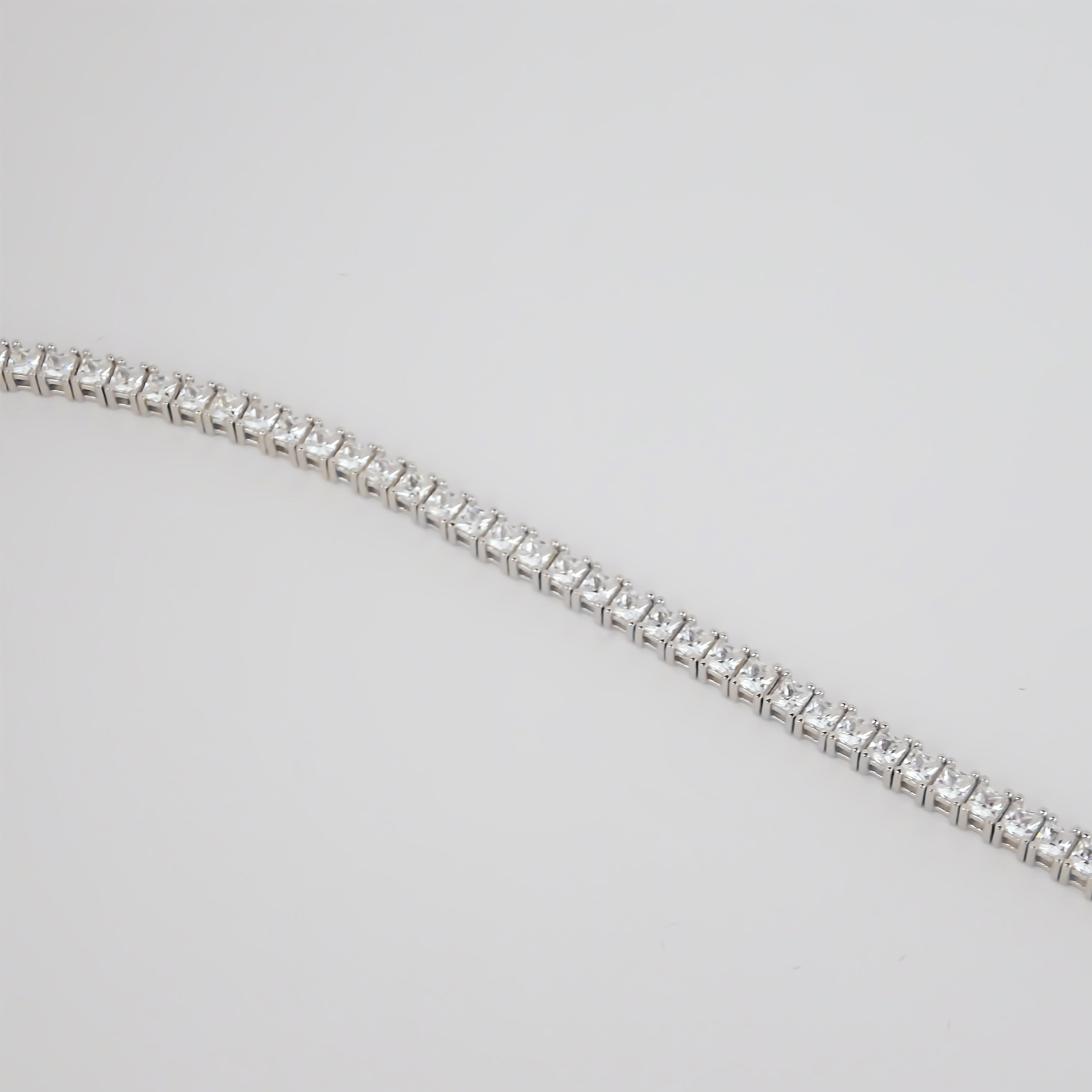 Amor Eterno- Pulsera Tennis Corte Princess Plata Con Oro 24k