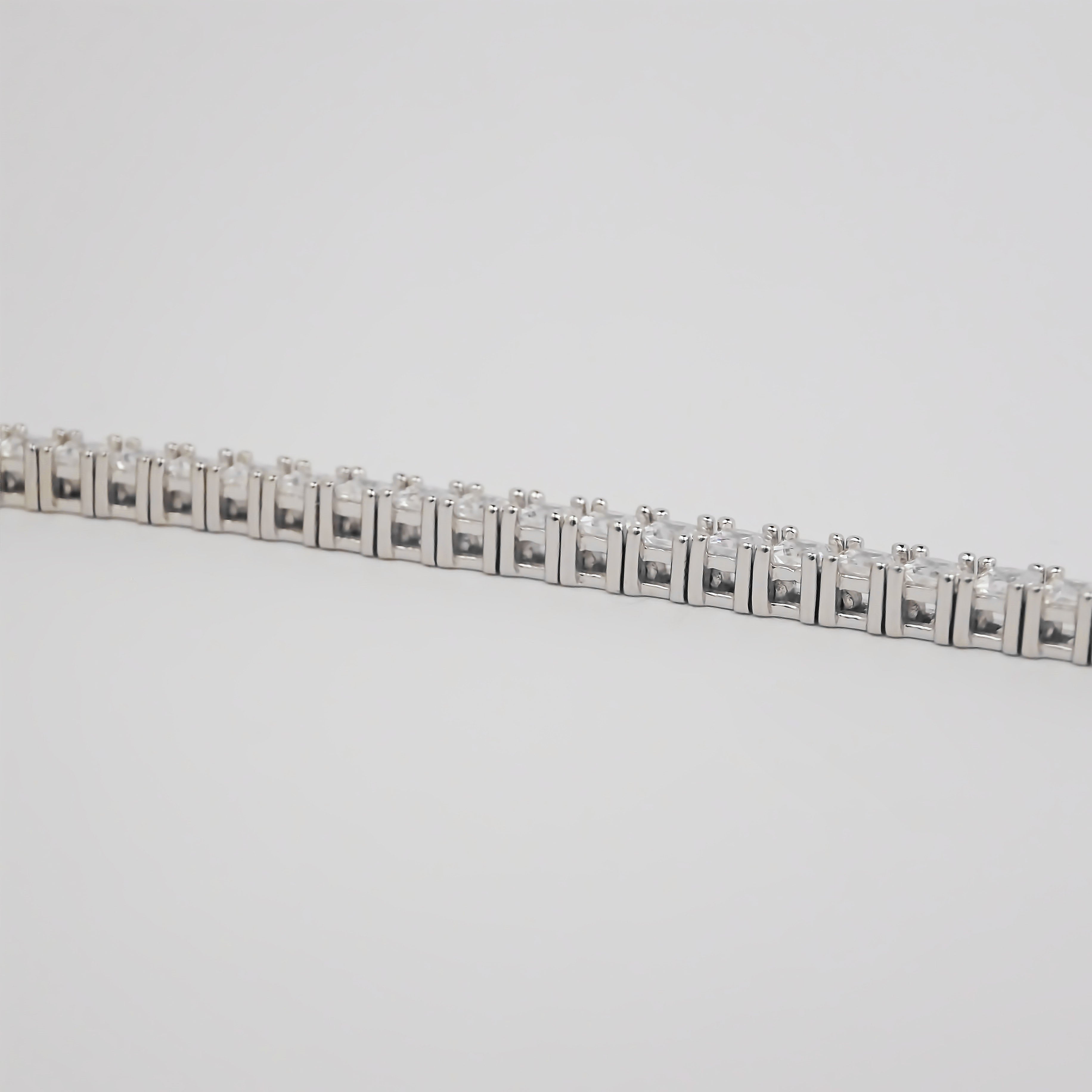 Amor Eterno- Pulsera Tennis Corte Princess Plata Con Oro 24k