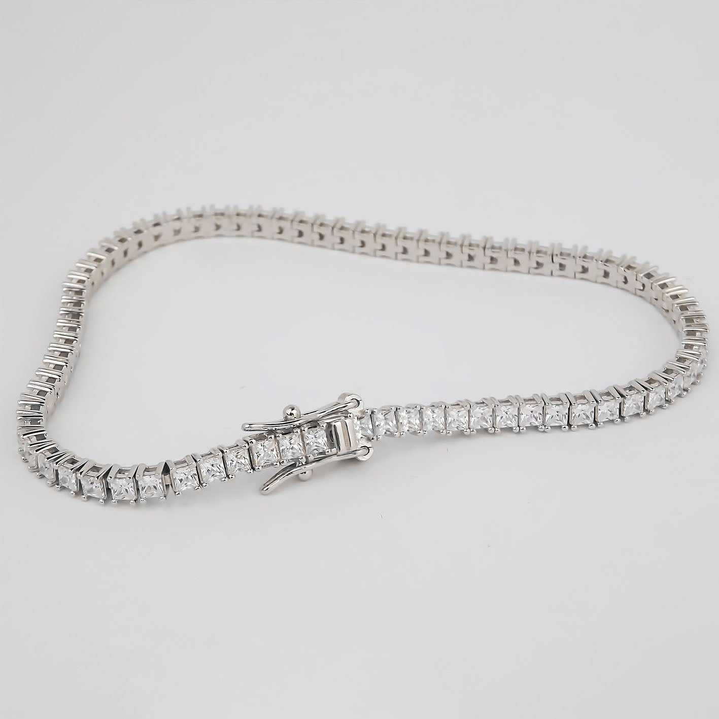 Amor Eterno- Pulsera Tennis Corte Princess Plata Con Oro 24k