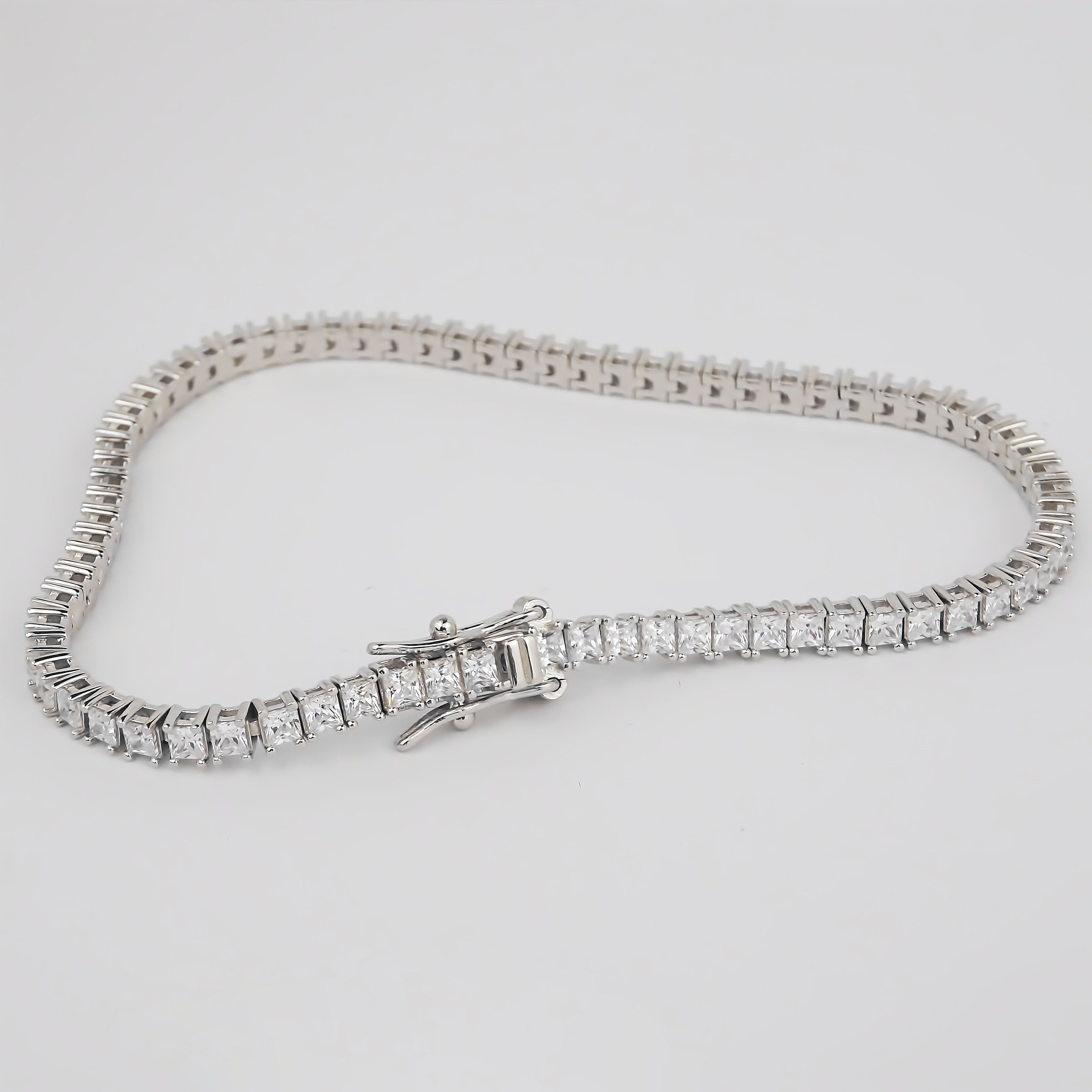 Amor Eterno- Pulsera Tennis Corte Princess Plata Con Oro 24k