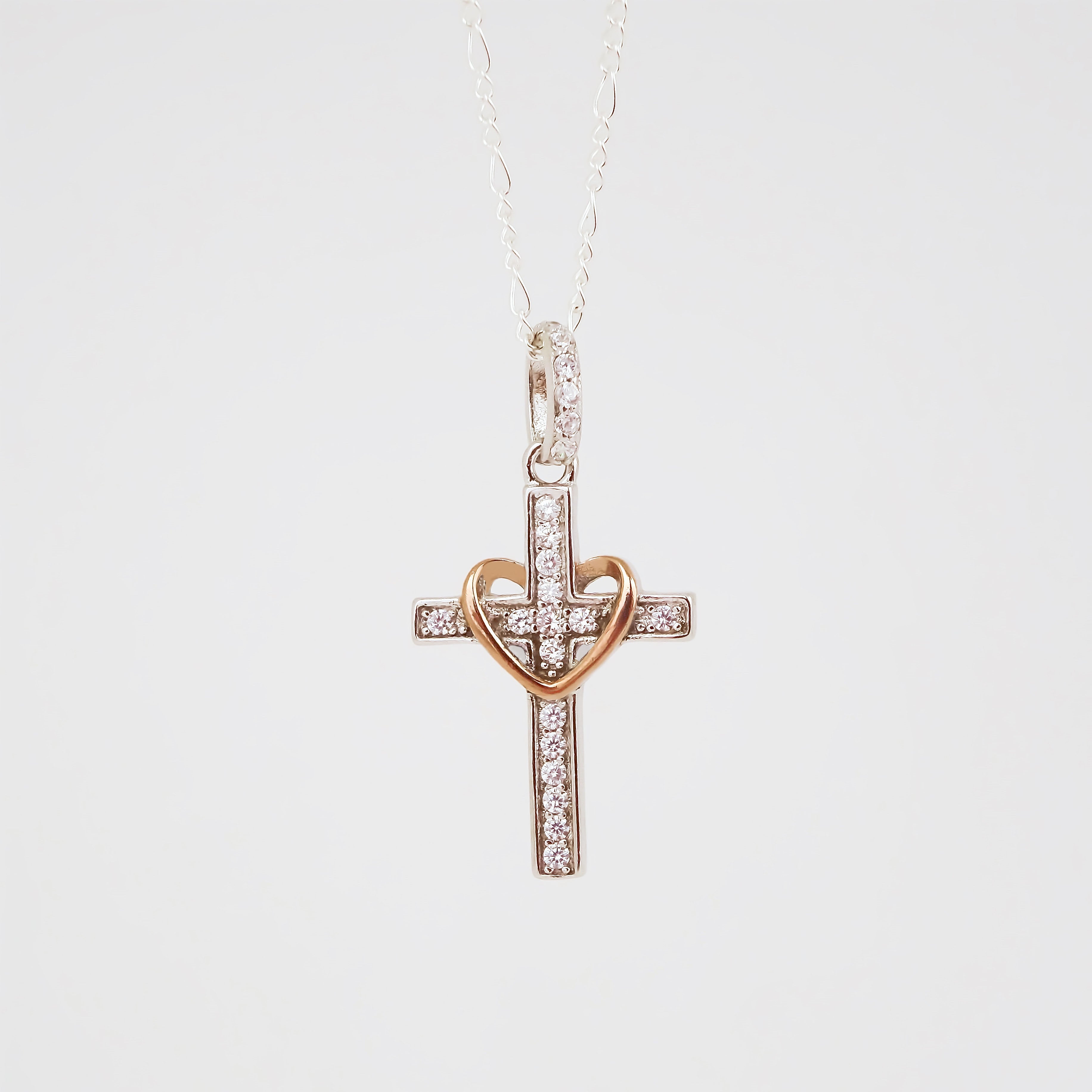 Amor Eterno - Plata Oro 24k - Cruz Amor De Dios + Cadena