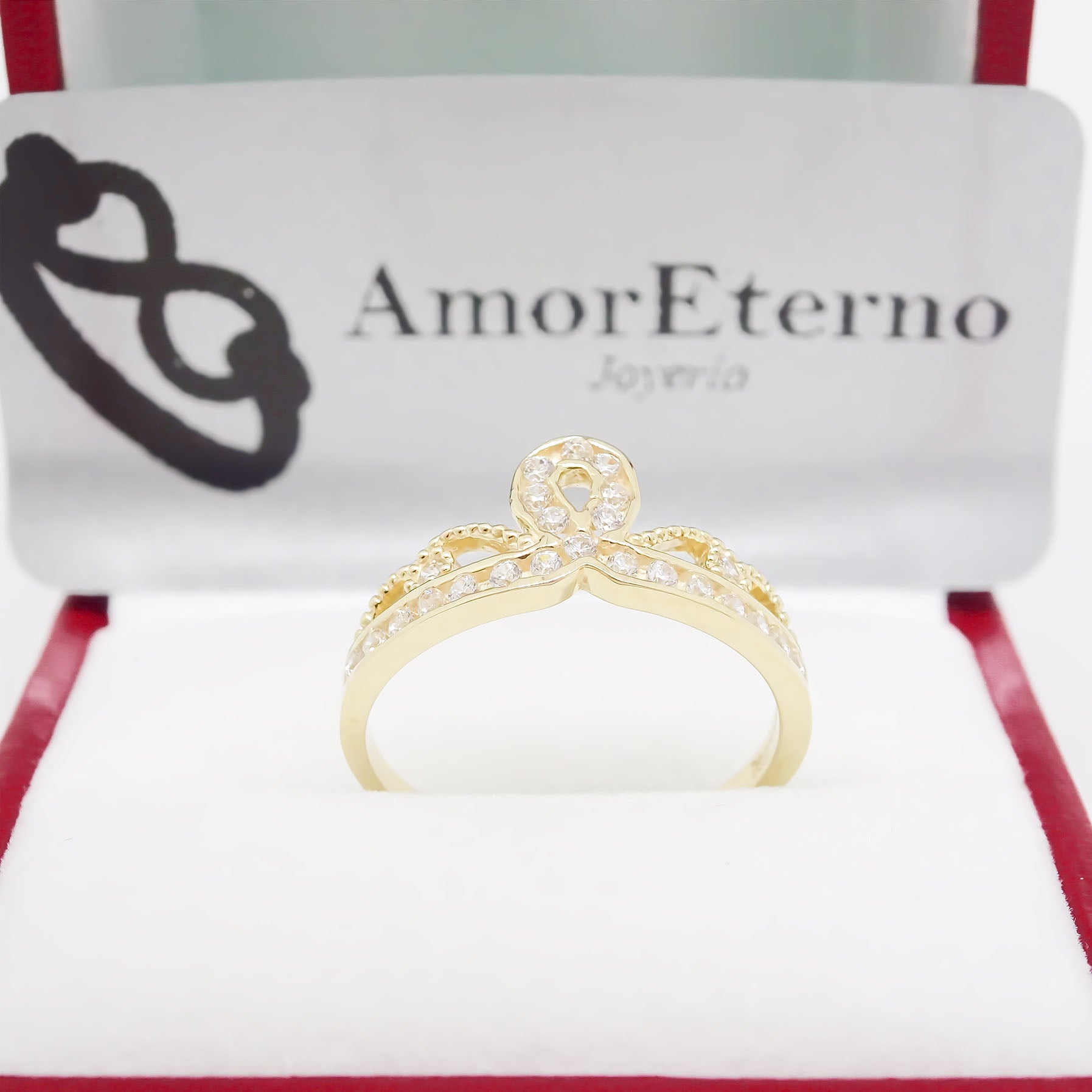 Amor Eterno - Anillo Corona / Anne / Oro Solido 10k