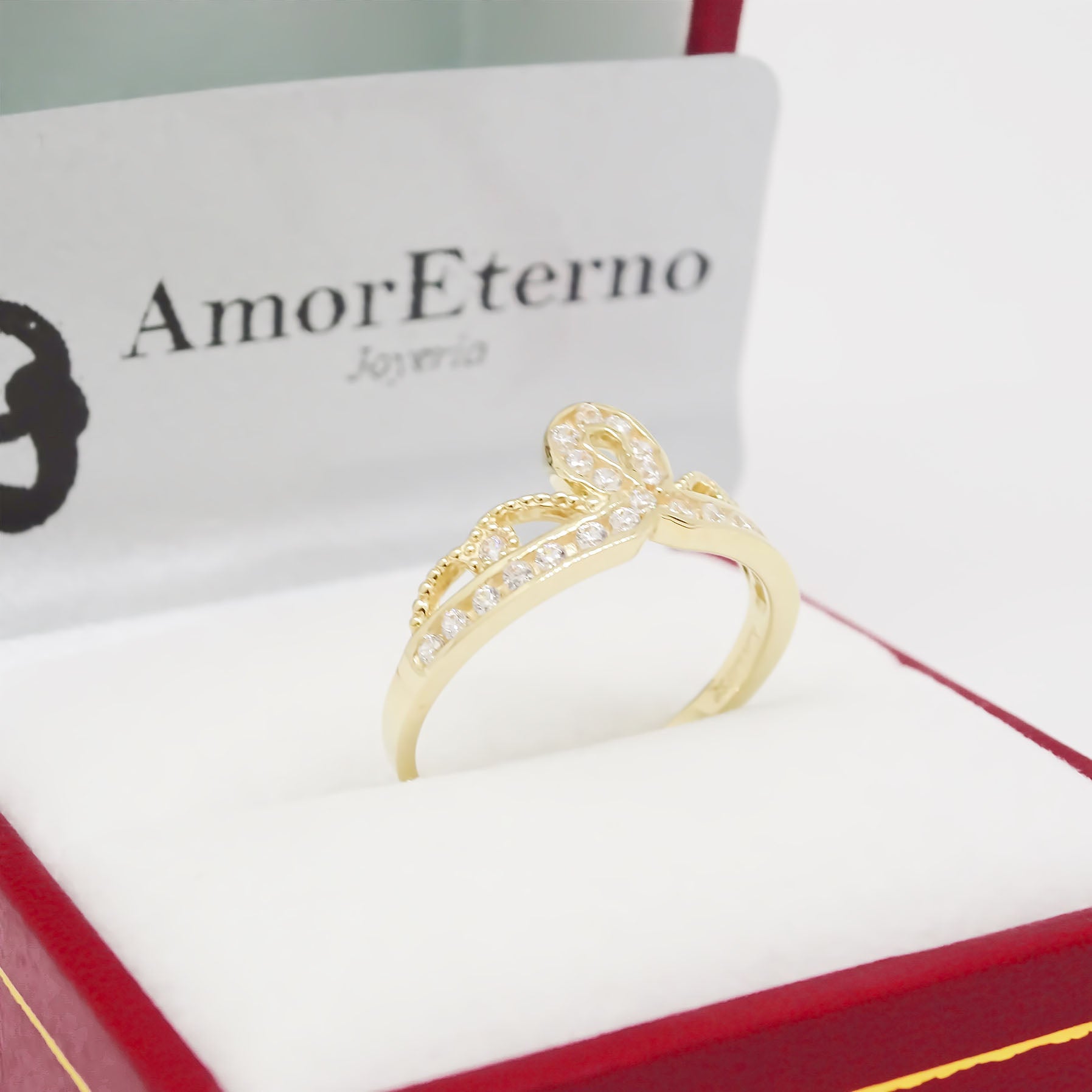 Amor Eterno - Anillo Corona / Anne / Oro Solido 10k