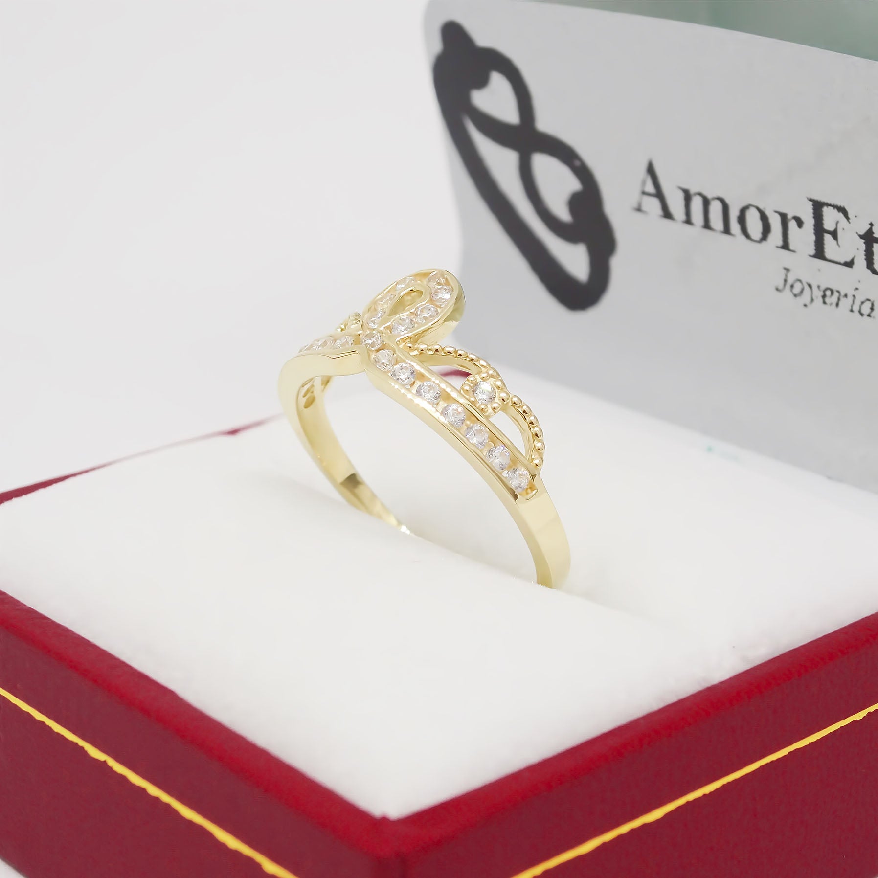 Amor Eterno - Anillo Corona / Anne / Oro Solido 10k