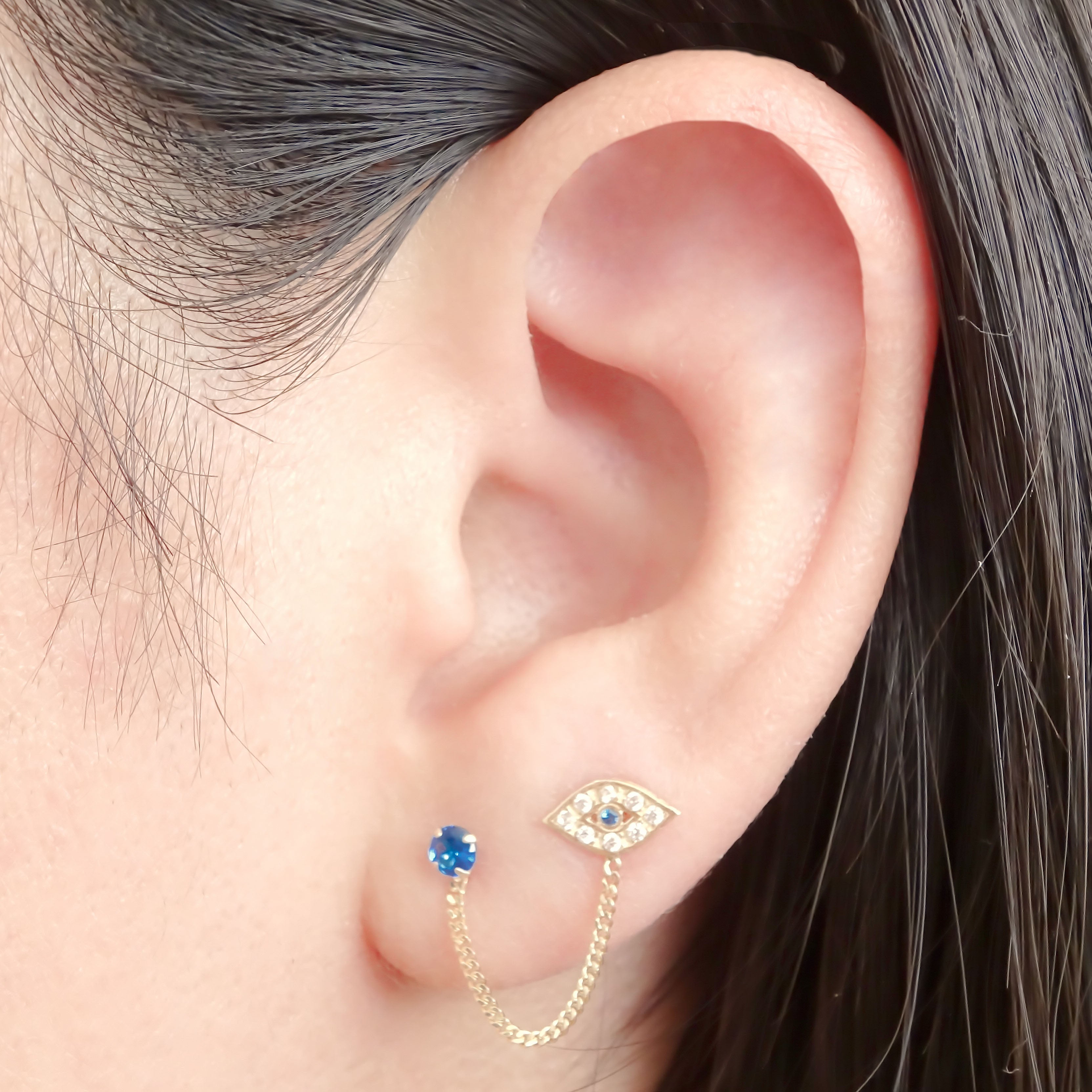 Amor Eterno- Piercing Ojo Turco / Doble Perforación/oro 10k