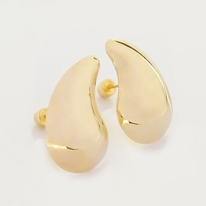 Amor Eterno - Broqueles Gota Grande / Aretes Oro Sólido 10k