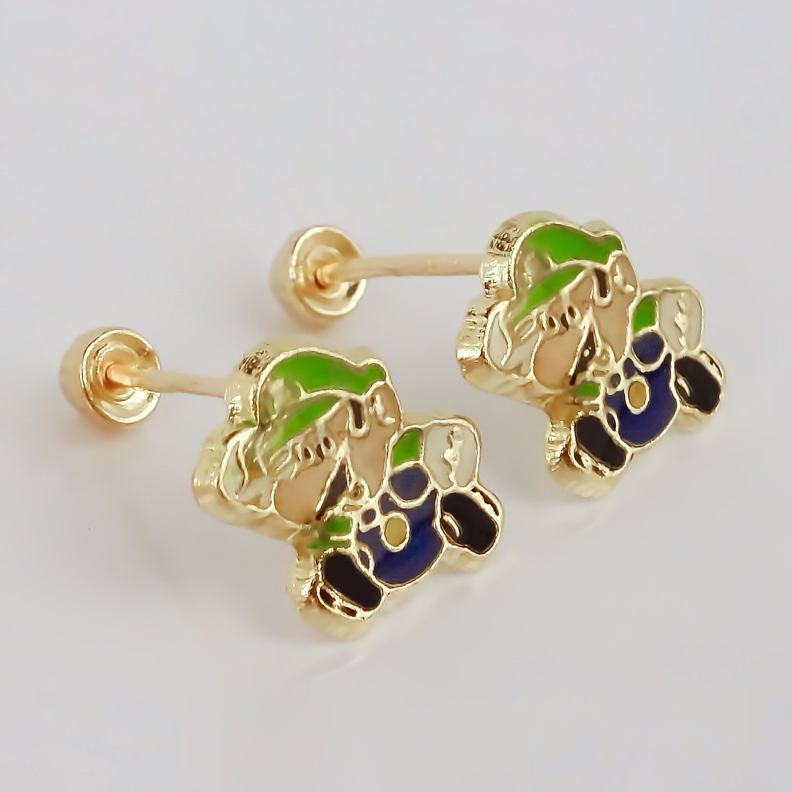 Amor Eterno - Broqueles Mario Bros Toad / Aretes Oro 10k / Luigi
